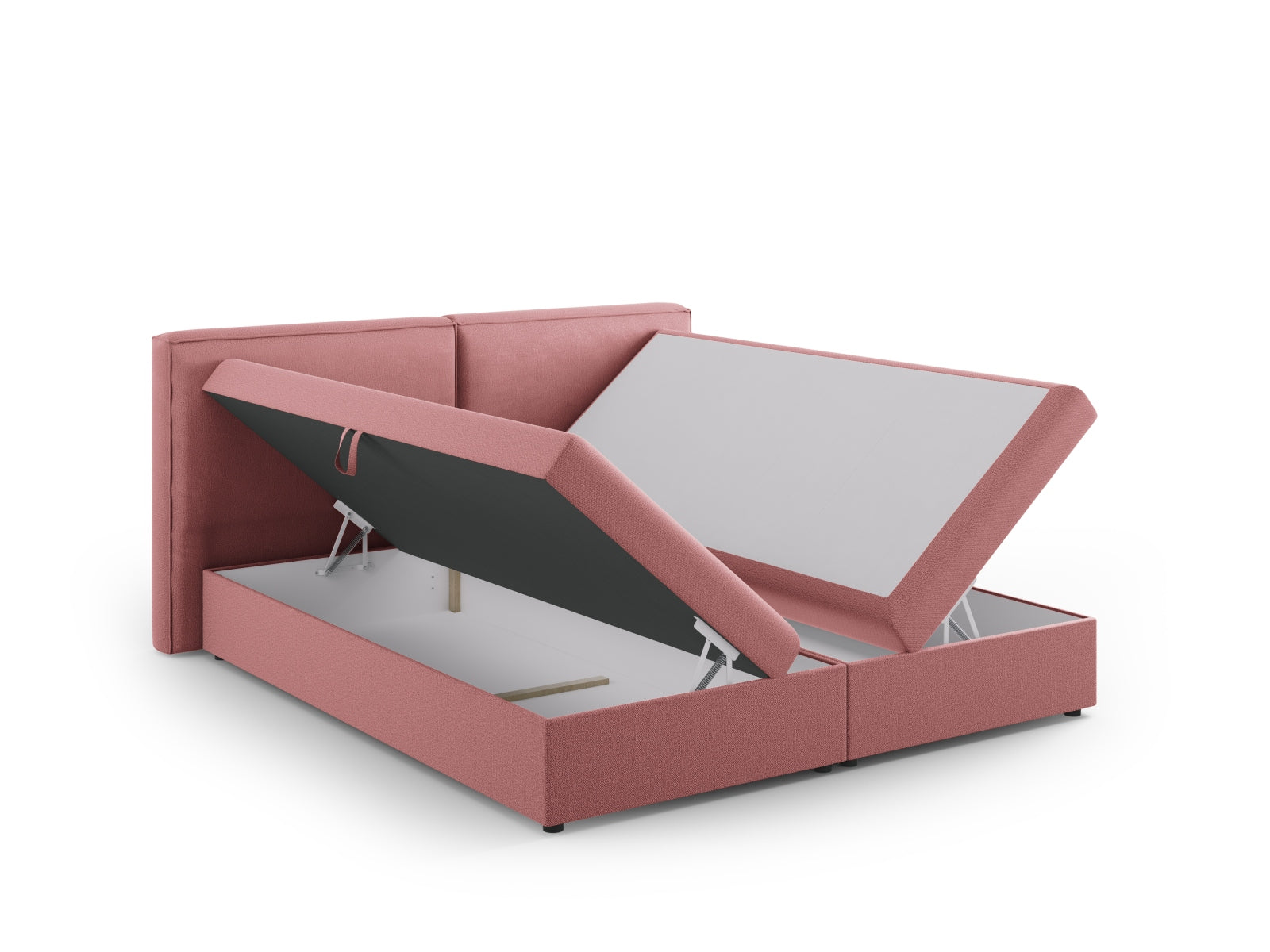Elegantes Boxspringbett-Set Arendal in 180 cm, mit trendigem pinken Farbton, ideal für ein modernes Schlafzimmer.