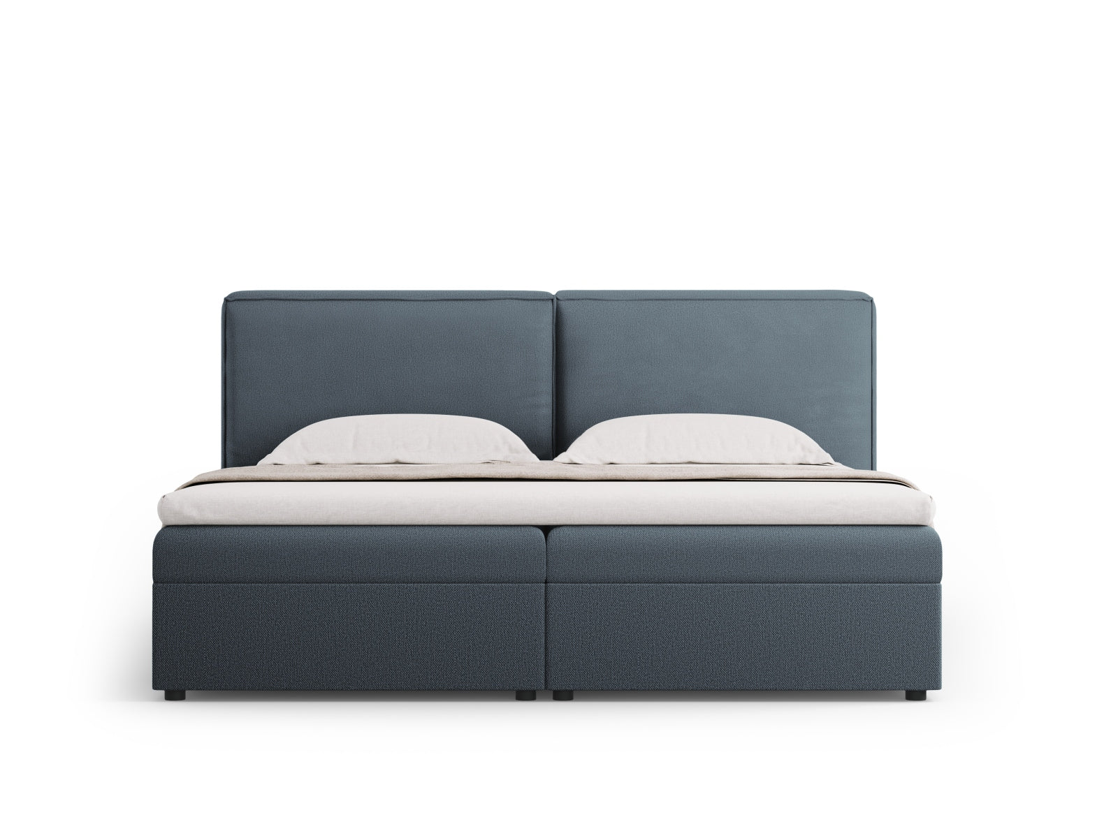Elegantes Arendal Boxspringbett-Set in 180 cm Breite, stilvolles Design in Blau, ideal für moderne Schlafzimmer.