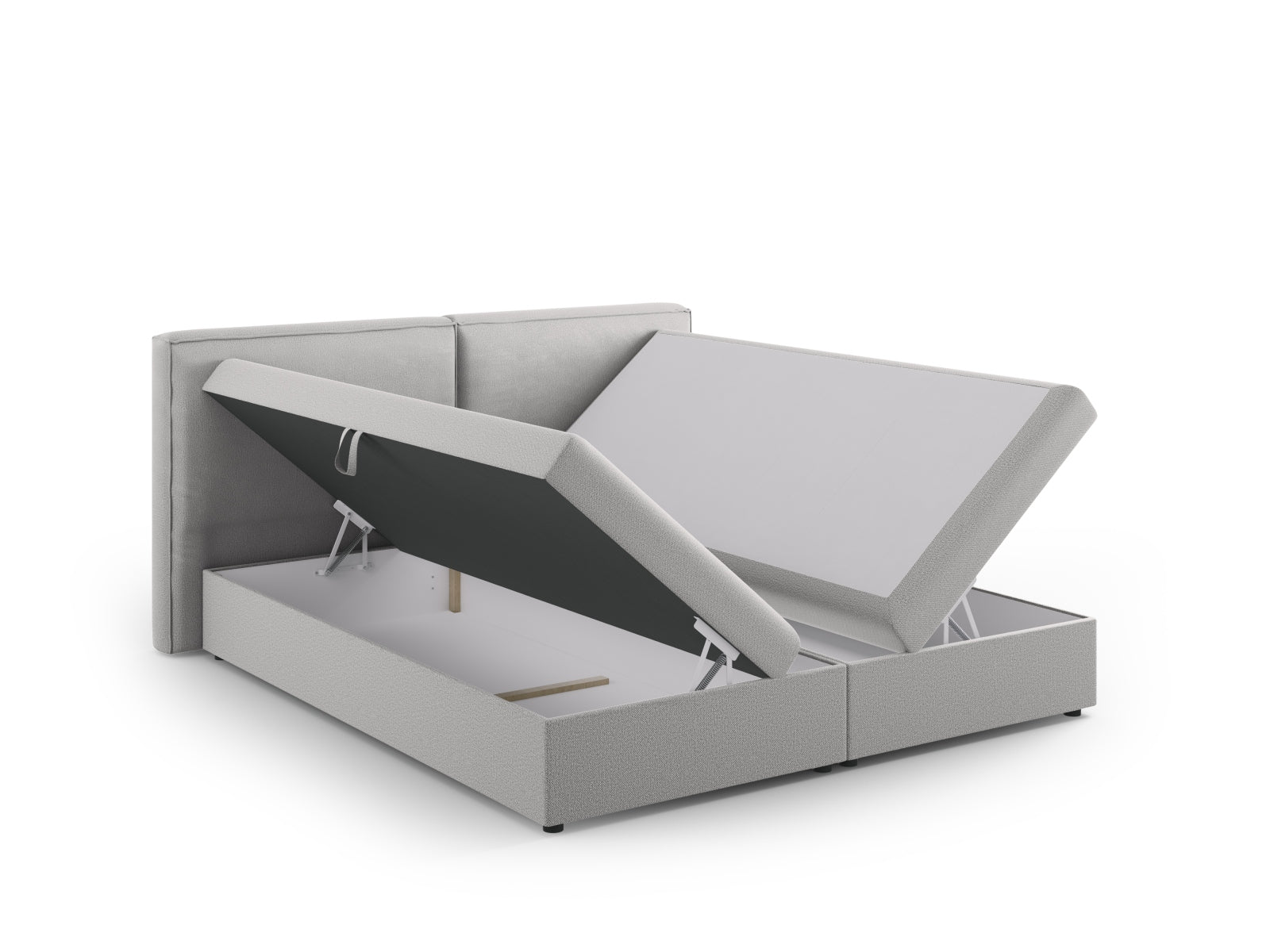 Elegantes Boxspringbett-Set Arendal in stilvollem Grau, ideal für ein modernes Schlafzimmer, von Cosmopolitan Design.