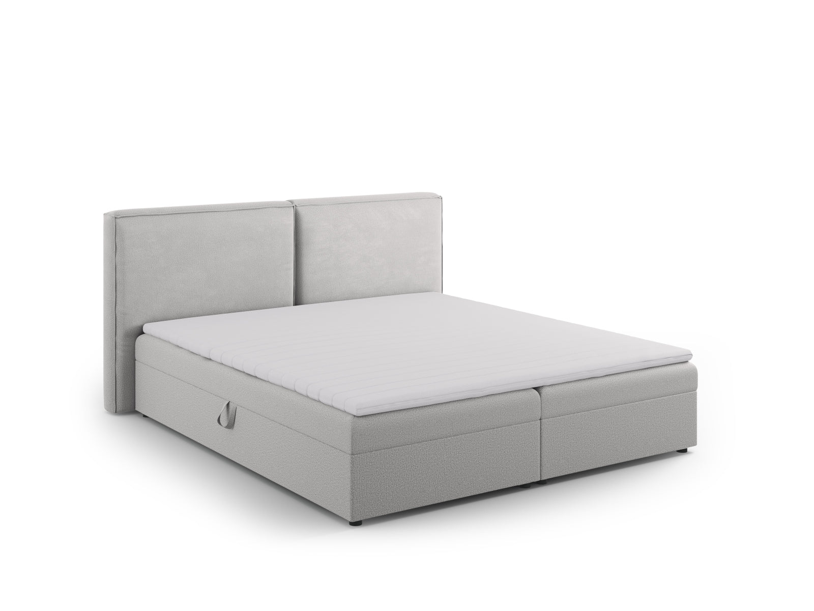 Luxuriöses Arendal Boxspringbett-Set in Grau, perfekt für stilvolle Schlafzimmergestaltung, von Cosmopolitan Design.