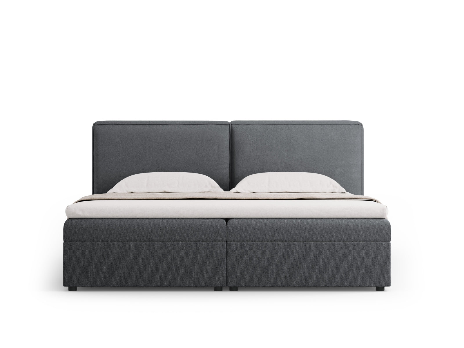 Elegantes Arendal Boxspringbett-Set in Dunkelgrau, 180 cm, von Cosmopolitan Design – ideal für stilvolle Schlafzimmer.