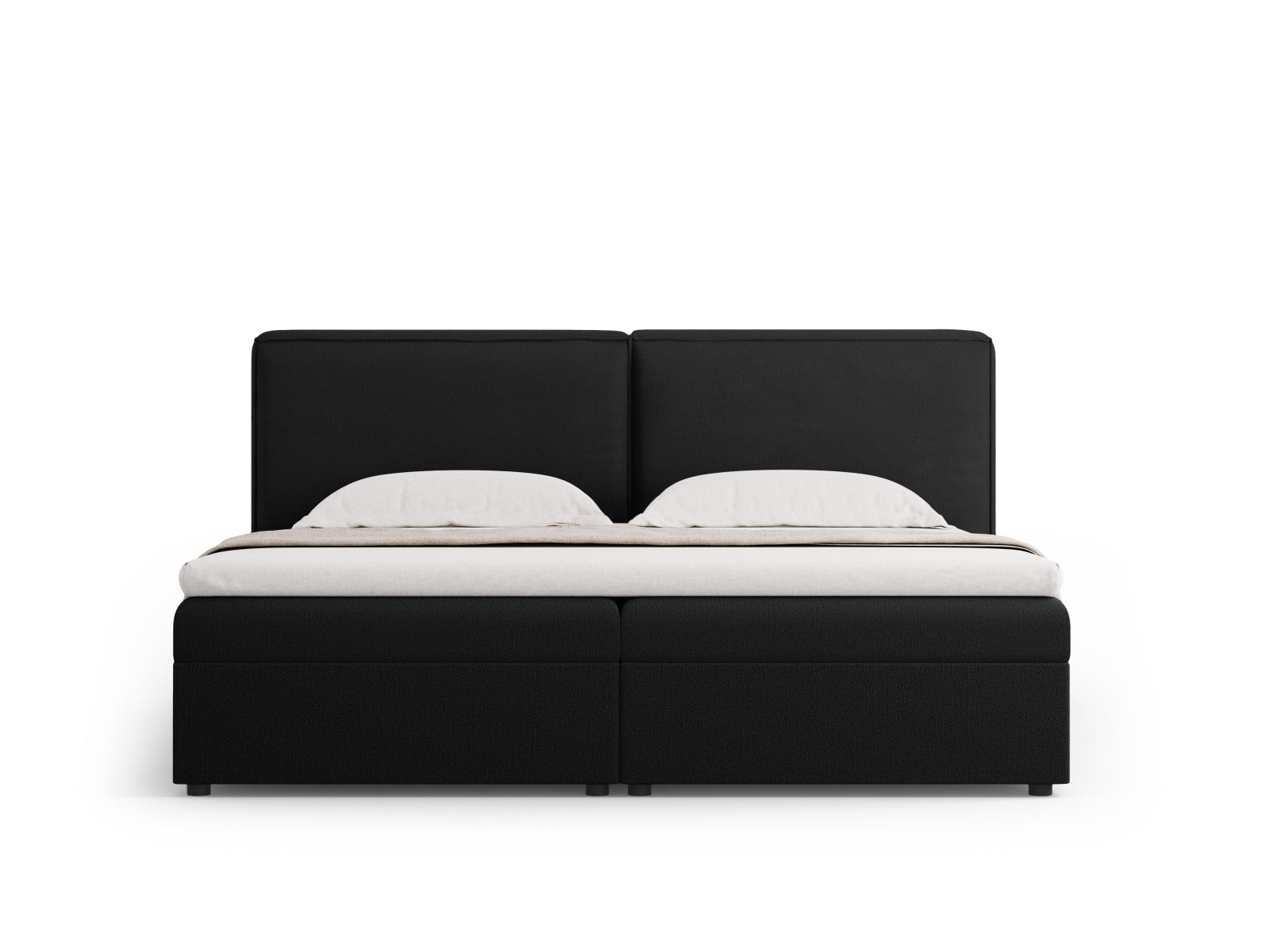 Elegantes Arendal Boxspringbett-Set in 180 cm Breite, stilvolles Design in Schwarz, ideal für modernen Schlafkomfort.