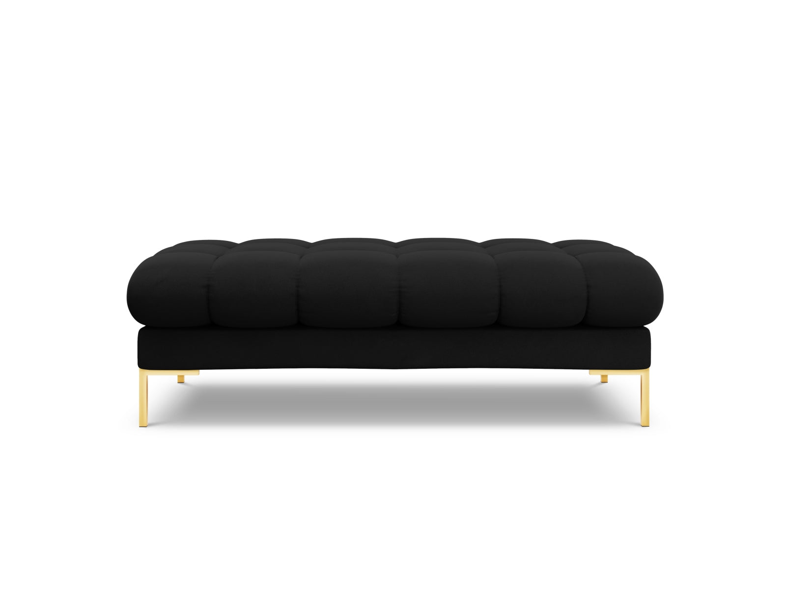 Stilvolle 2-Sitzer Bank Bali aus edlem Black-Bluvel, perfekt für zeitgemäße Wohnkonzepte und gemütliche Entspannungsmomente.