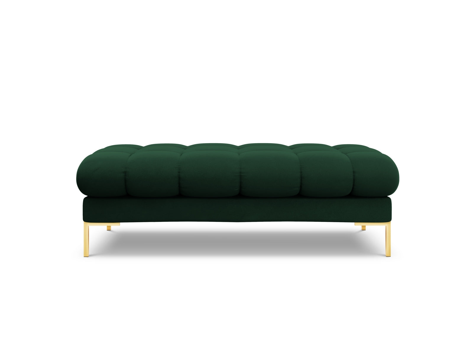 Stilvolle 2-Sitzer Bank Bali in edlem Bottle Green-Bluvel, perfekt für zeitgemäße Wohnräume und Teil der modularen Sofaserie von Cosmopolitan Design.
