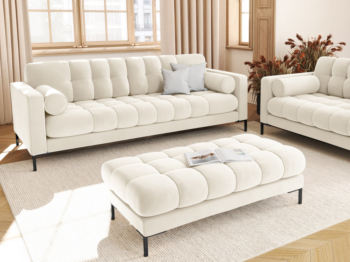 Modulares 2-Sitzer Sofa Bali mit samtähnlichem Bezug auf schlanken Metallbeinen