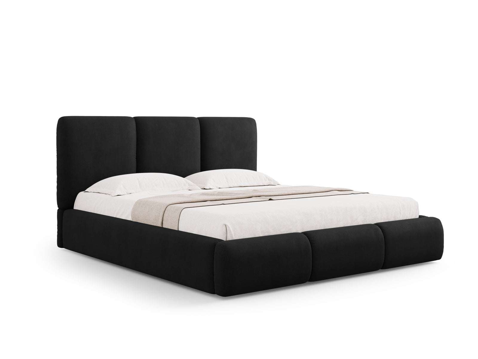 Nicolas Bett mit Stauraum und Headboard in Black präsentiert im Onlineshop von KAQTU Design AG. Bett ist von Cosmopolitan Design