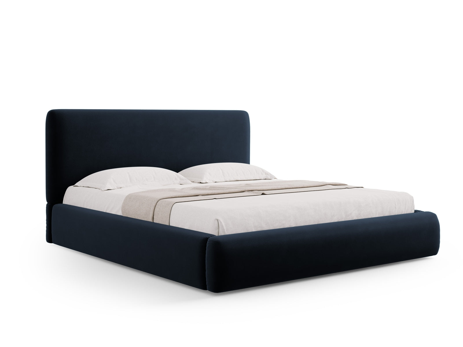Colonel Velour Bett mit Stauraum und Headboard in Dark Blue präsentiert im Onlineshop von KAQTU Design AG. Bett ist von Cosmopolitan Design