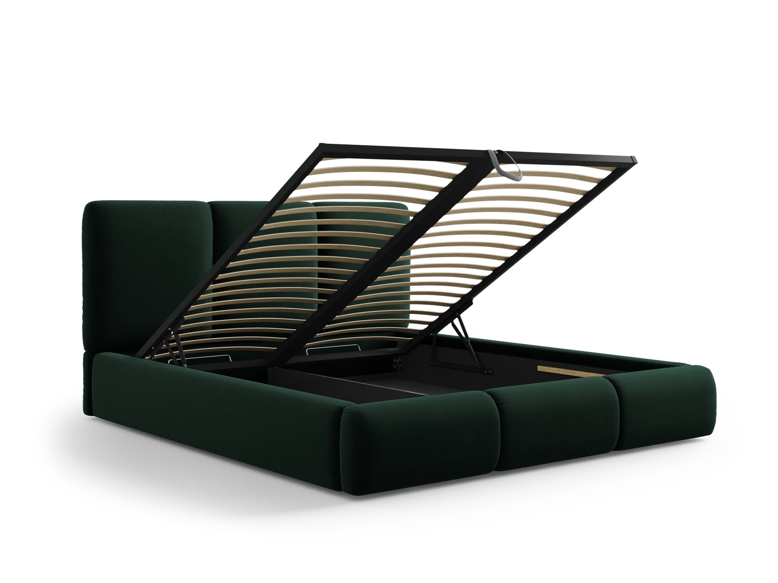 Entdecken Sie das elegante Nicolas Velour Bett von Cosmopolitan Design – ideal für Ihr Schlafzimmer, mit praktischem Stauraum und modernem Kopfteil.