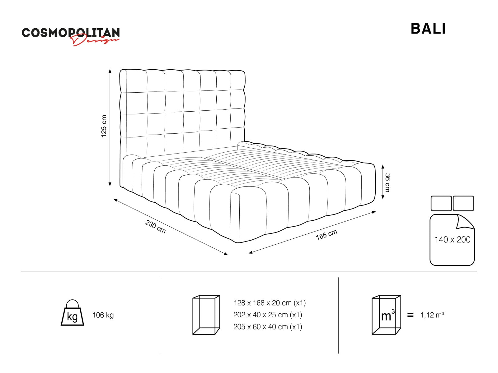 Modernes Bali Bett mit 140 cm Breite, ausgestattet mit Stauraum und einem ansprechenden Kopfteil in Dunkelblau, perfekt für stilvolle Räume.