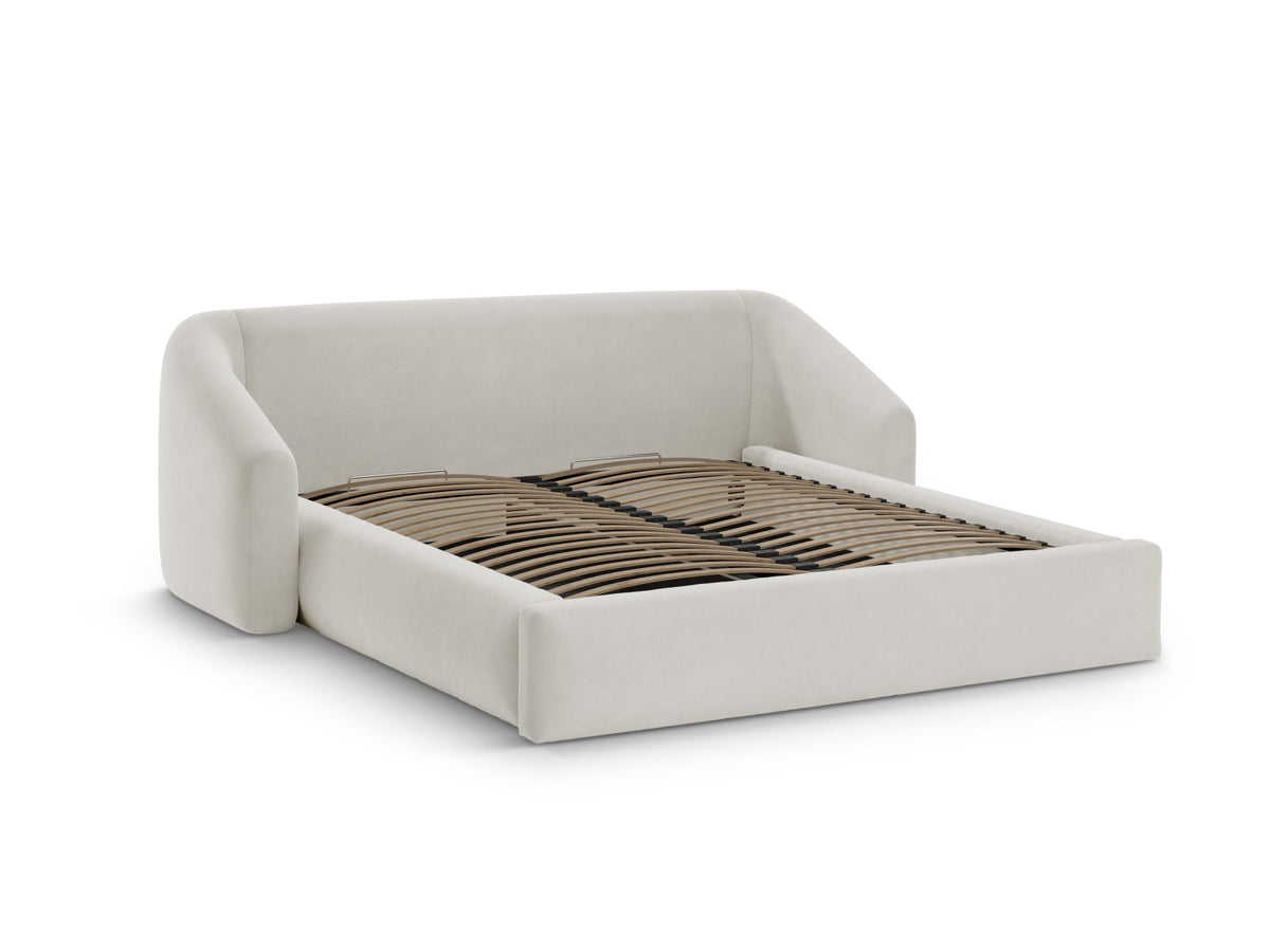Campi Bett mit Stauraum und Headboard 140cm in Dark Beige-Bluvel präsentiert im Onlineshop von KAQTU Design AG. Bett ist von Cosmopolitan Design
