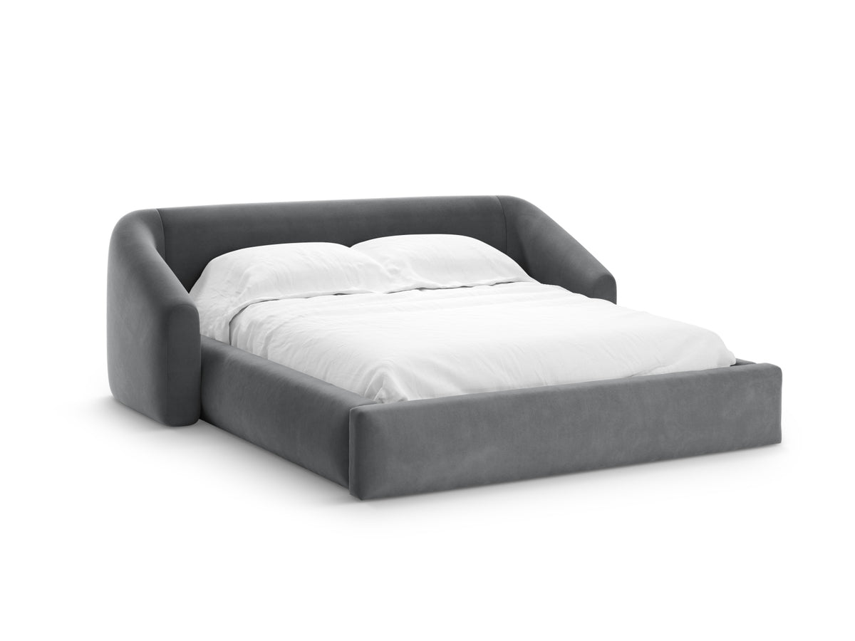 Campi Bett mit Stauraum und Headboard 140cm in Grey-Bluvel präsentiert im Onlineshop von KAQTU Design AG. Bett ist von Cosmopolitan Design
