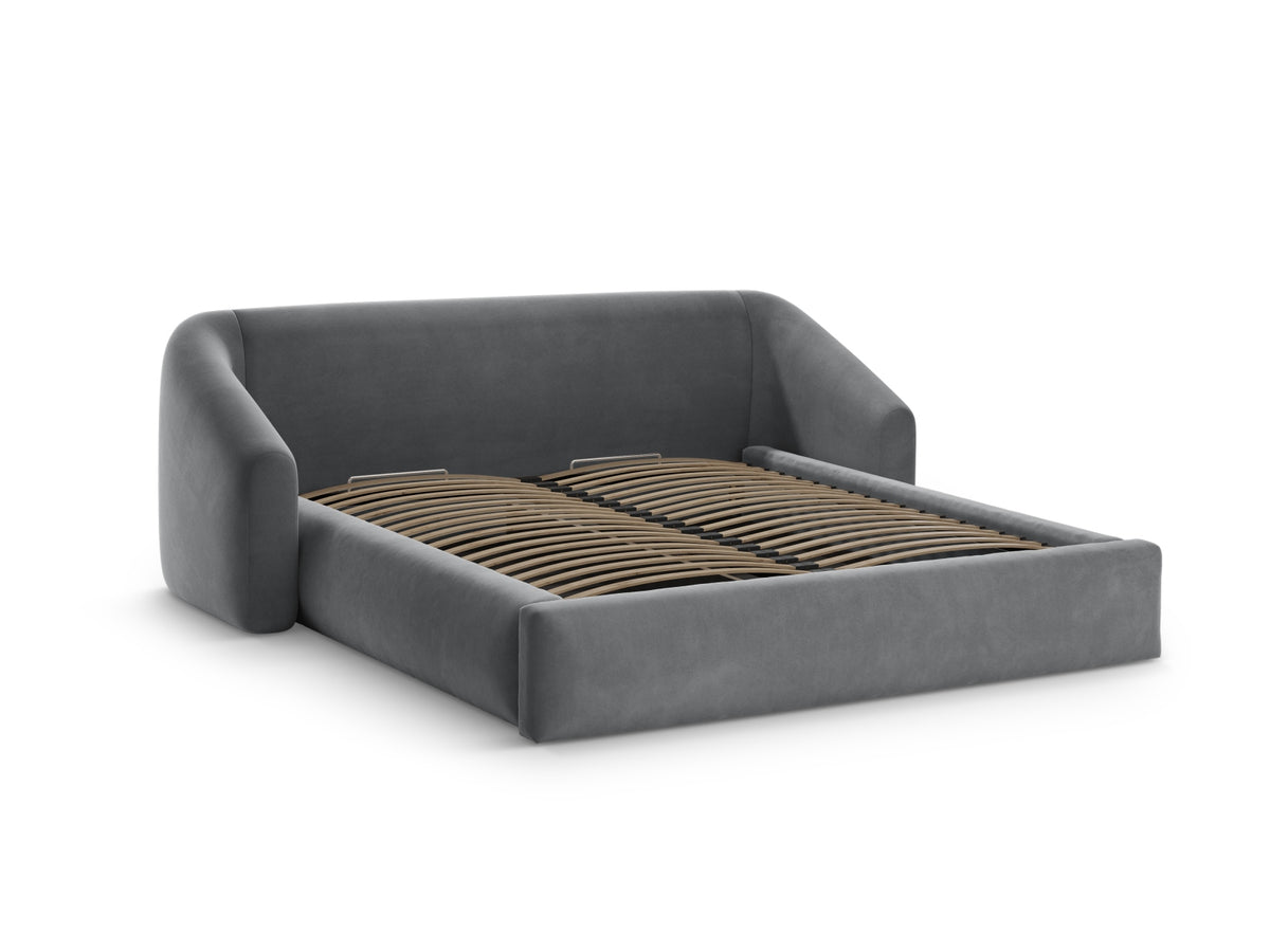 Campi Bett mit Stauraum und Headboard 140cm in Grey-Bluvel präsentiert im Onlineshop von KAQTU Design AG. Bett ist von Cosmopolitan Design