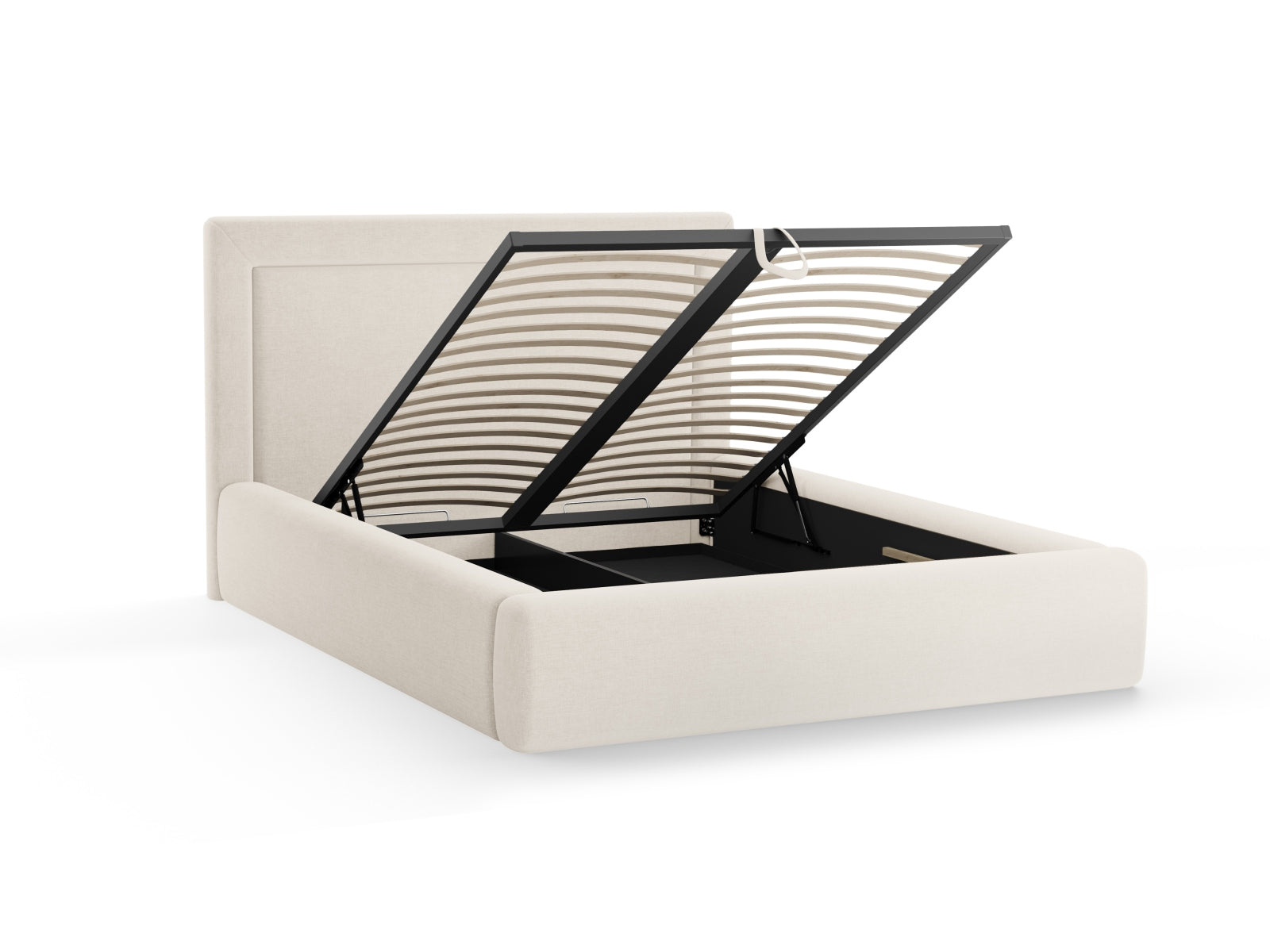 Kemer Bett mit Stauraum mit Kopfteil 160cm in Beige-Baloo präsentiert im Onlineshop von KAQTU Design AG. Bett ist von Cosmopolitan Design
