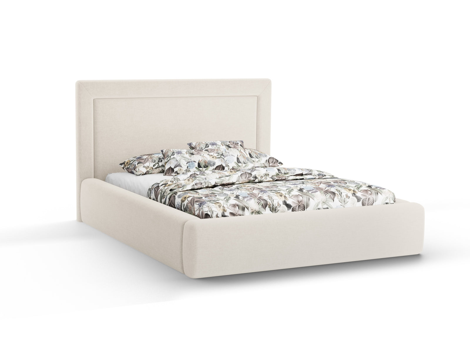 Kemer Bett mit Stauraum mit Kopfteil 160cm in Light Beige-Wind präsentiert im Onlineshop von KAQTU Design AG. Bett ist von Cosmopolitan Design