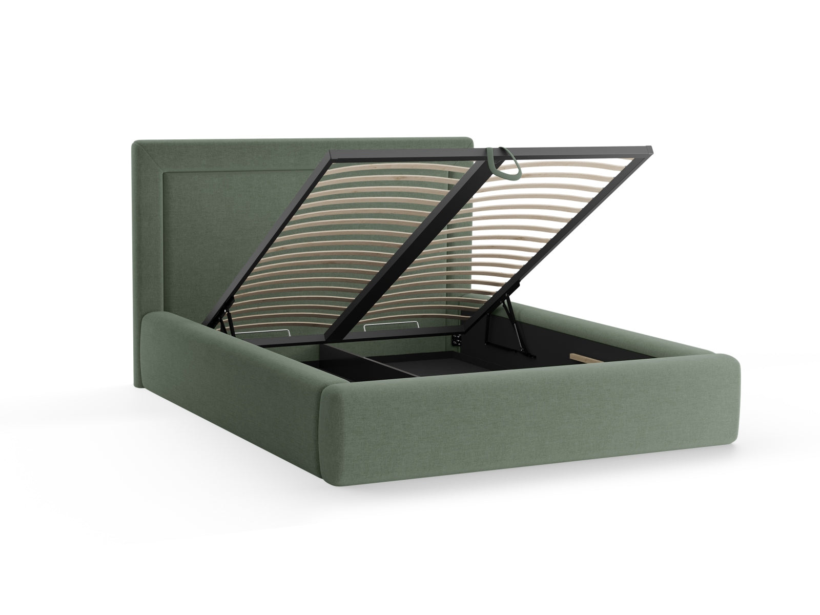 Kemer Bett mit Stauraum mit Kopfteil 160cm in Moss Green-Wind präsentiert im Onlineshop von KAQTU Design AG. Bett ist von Cosmopolitan Design