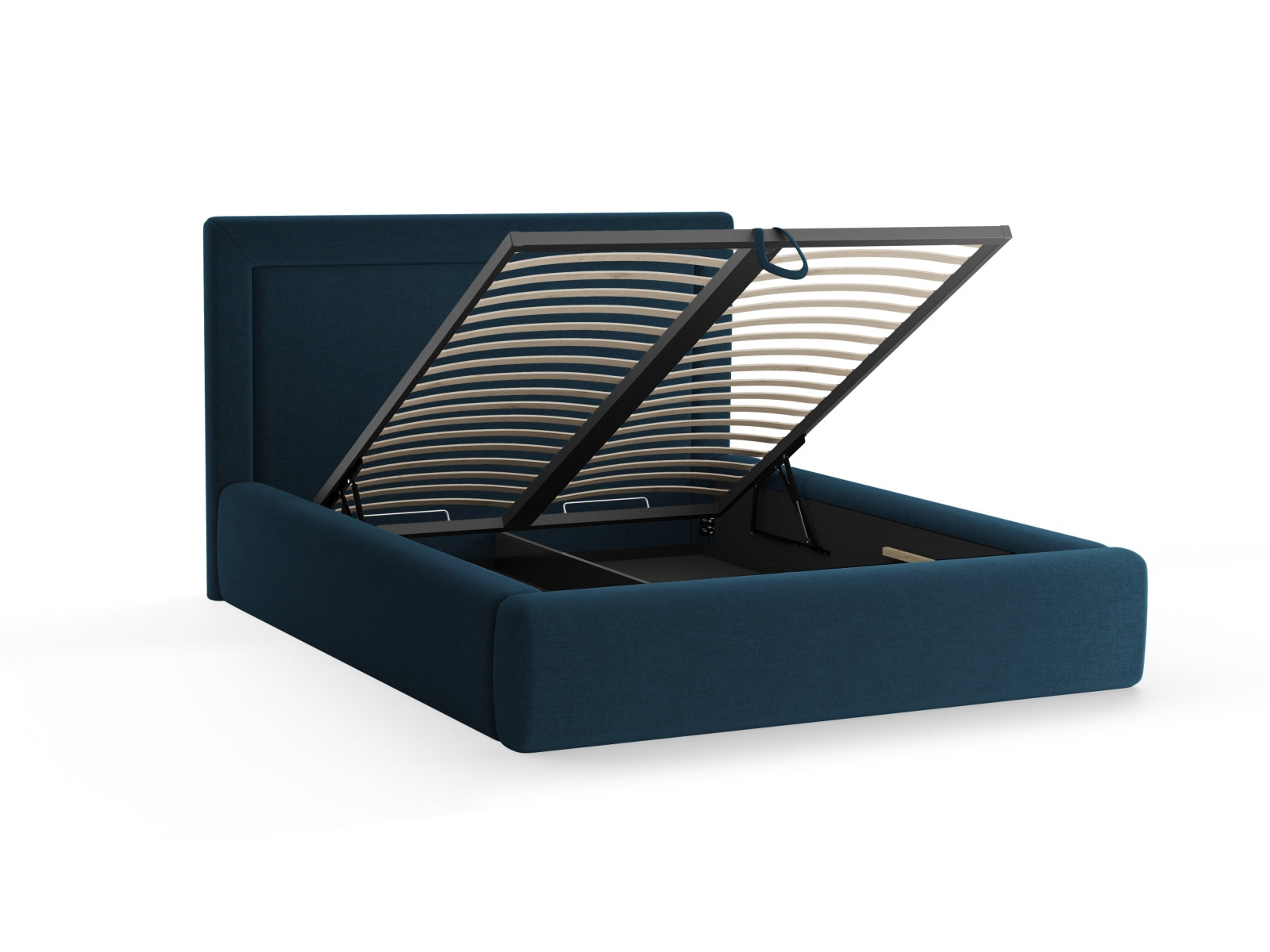 Kemer Bett mit Stauraum mit Kopfteil 160cm in Navy Blue-Wind präsentiert im Onlineshop von KAQTU Design AG. Bett ist von Cosmopolitan Design