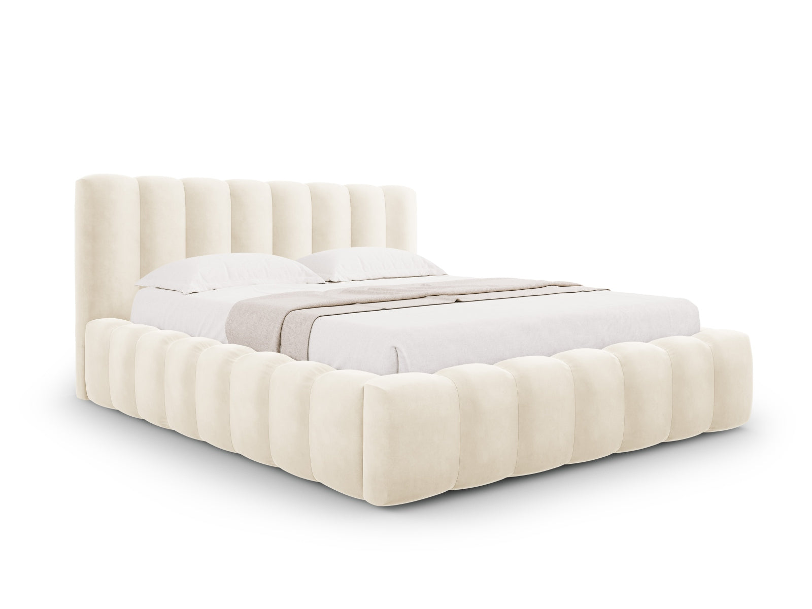 Palma Bett mit Stauraum mit Kopfteil 160cm in Light Beige-Bluvel präsentiert im Onlineshop von KAQTU Design AG. Bett ist von Cosmopolitan Design