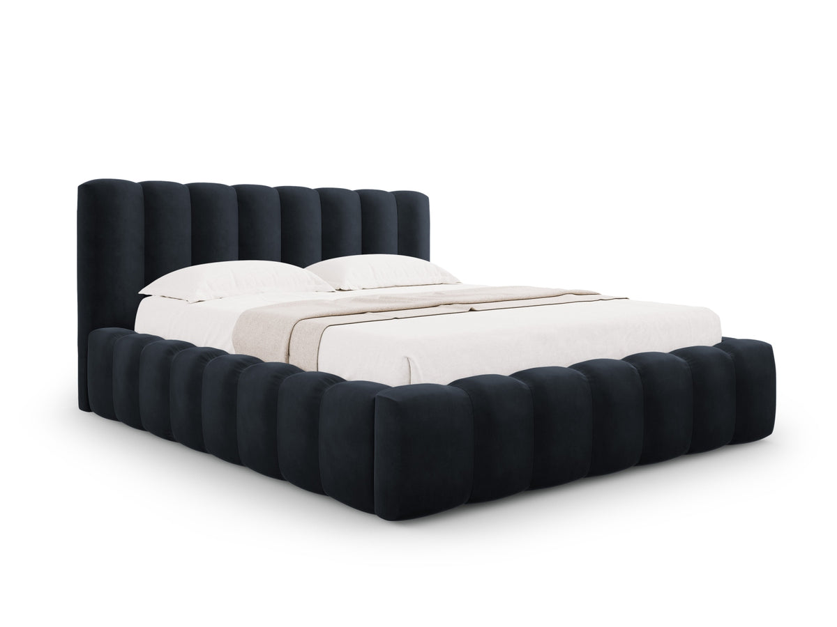 Palma Bett mit Stauraum mit Kopfteil 160cm in Dark Blue-Bluvel präsentiert im Onlineshop von KAQTU Design AG. Bett ist von Cosmopolitan Design