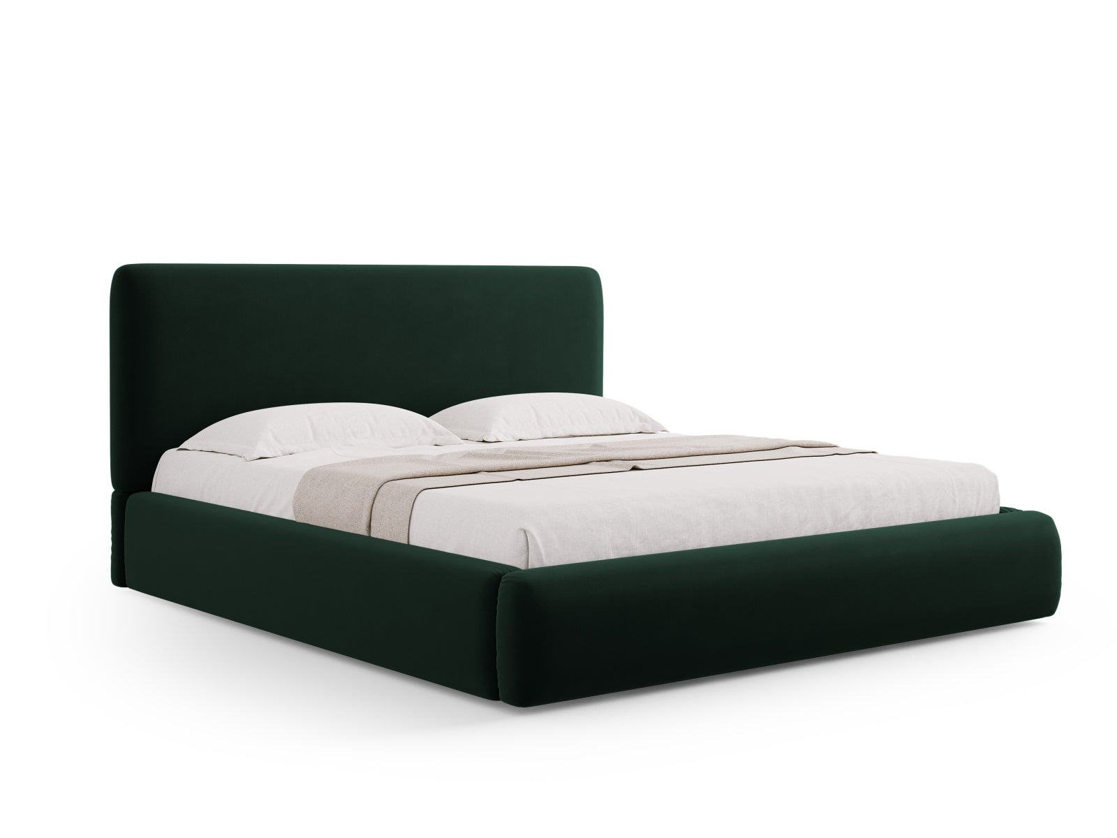 Colonel Velour Bett mit Stauraum und Headboard in Bottle Green präsentiert im Onlineshop von KAQTU Design AG. Bett ist von Cosmopolitan Design