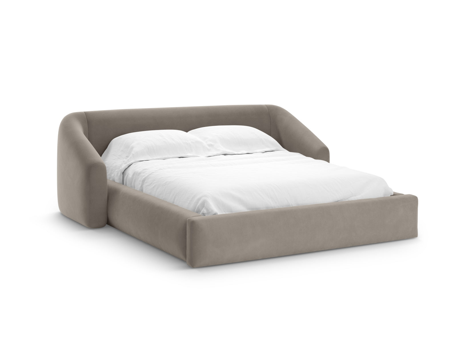 Campi Velour Bett mit Stauraum und Headboard in Cappuccino präsentiert im Onlineshop von KAQTU Design AG. Bett ist von Cosmopolitan Design