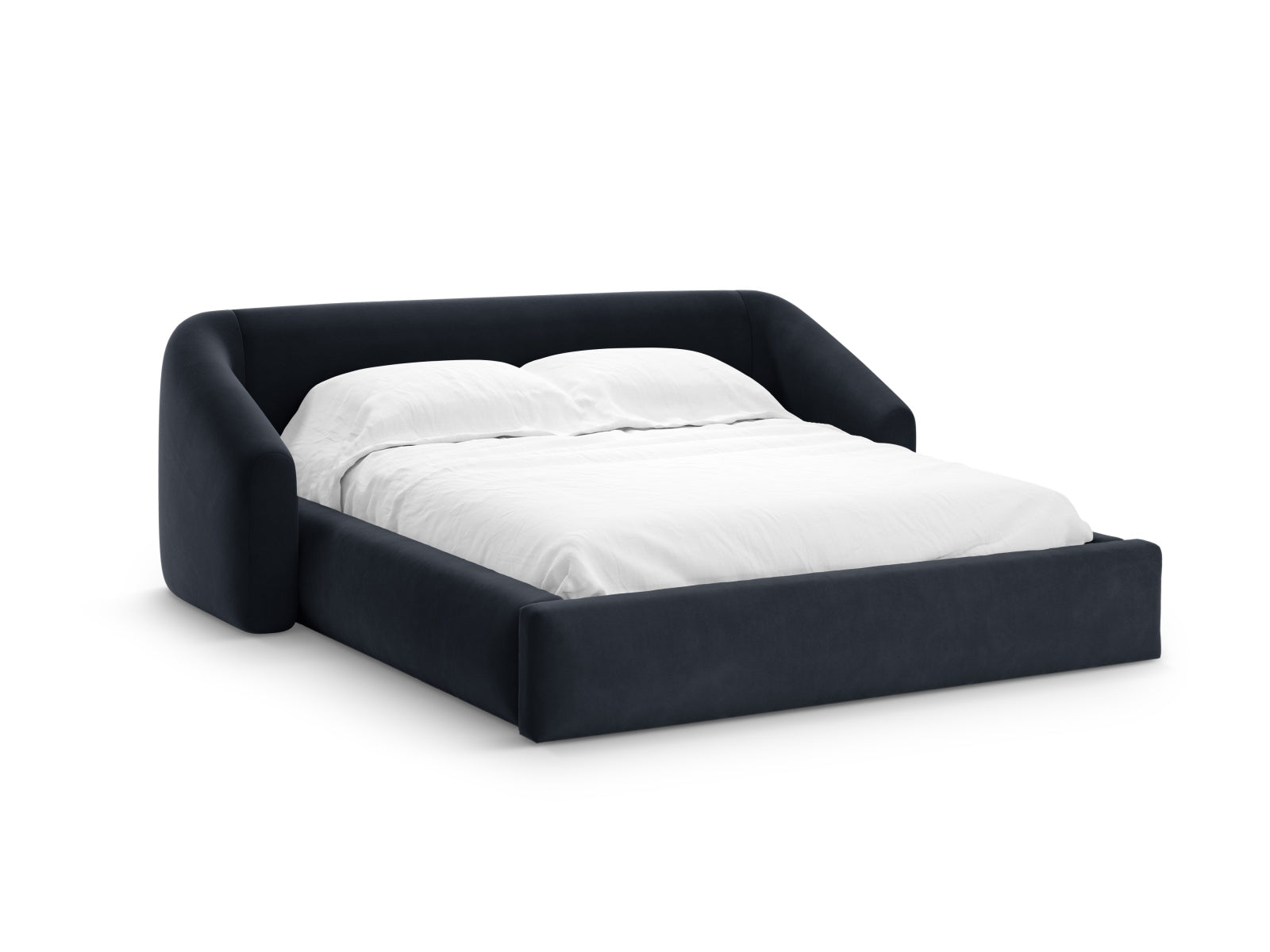 Campi Velour Bett mit Stauraum und Headboard in Dark Blue präsentiert im Onlineshop von KAQTU Design AG. Bett ist von Cosmopolitan Design