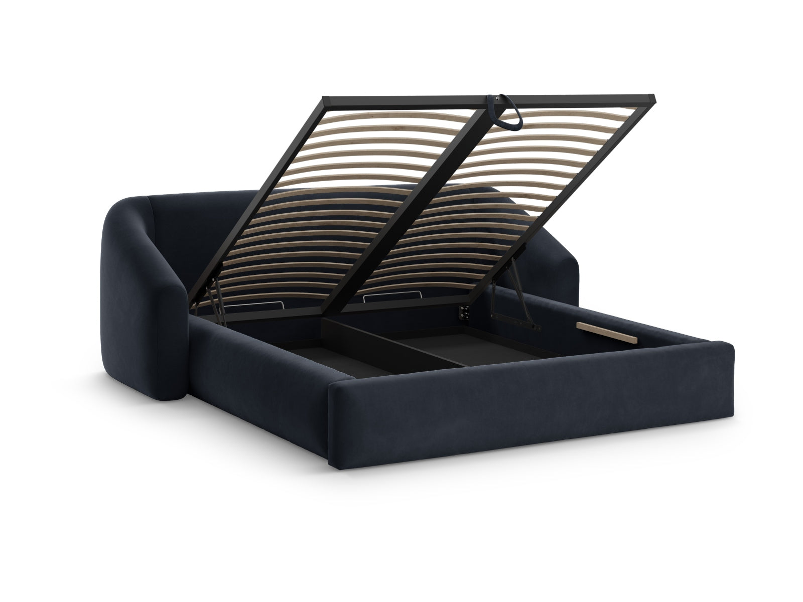 Erleben Sie das stilvolle Campi Velour Bett von Cosmopolitan Design: zeitgemäss, praktisch mit Stauraum und einem bequemen Kopfteil für Ihr Schlafzimmer!