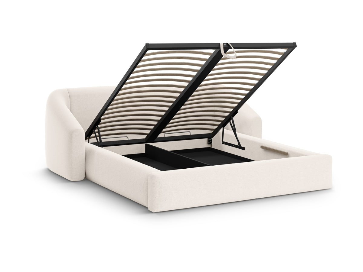Campi Bett mit Stauraum und Headboard 200cm in Light Beige-Moly präsentiert im Onlineshop von KAQTU Design AG. Bett ist von Cosmopolitan Design