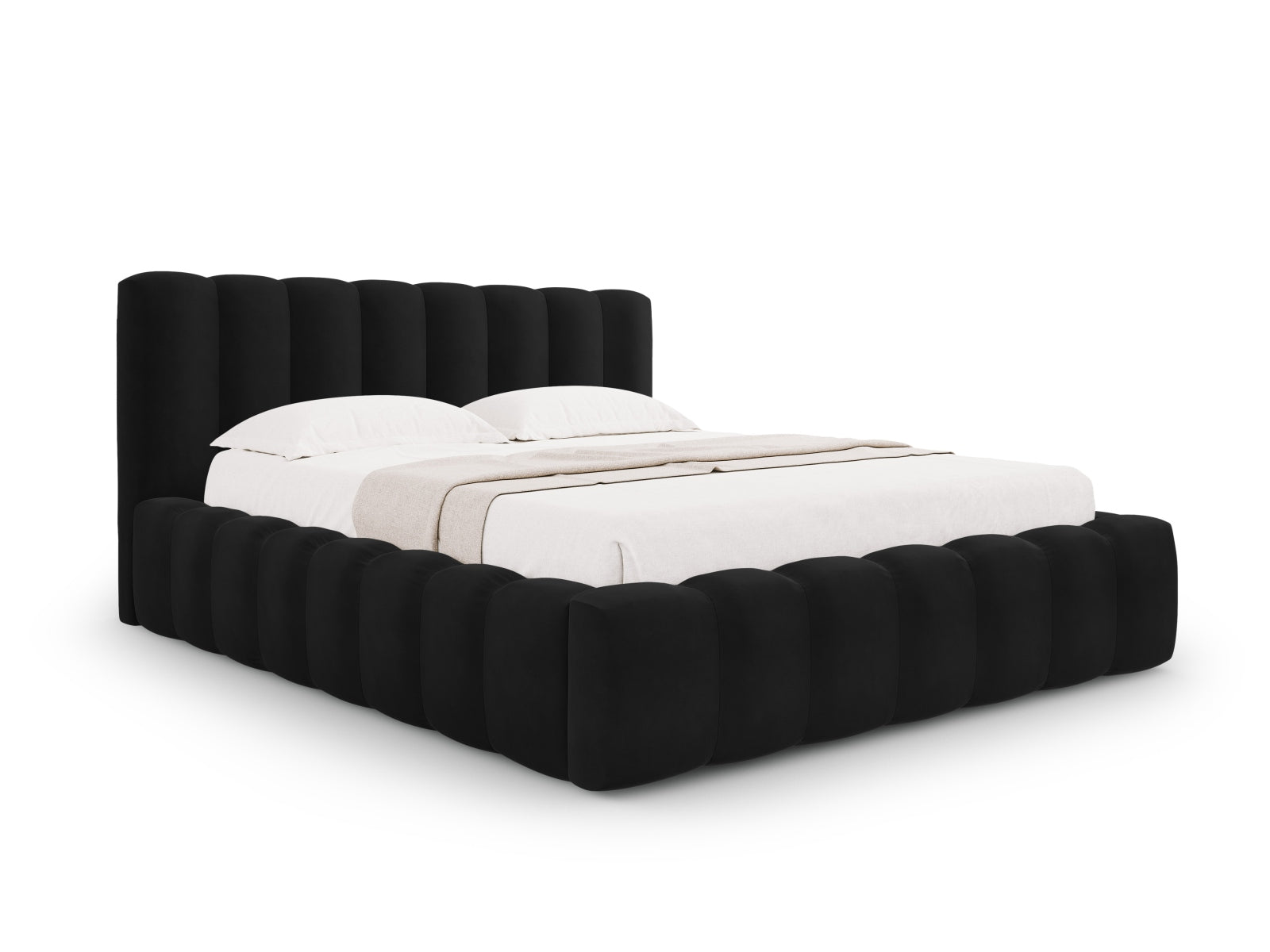Palma Bett mit Stauraum mit Kopfteil 200cm in Black-Bluvel präsentiert im Onlineshop von KAQTU Design AG. Bett ist von Cosmopolitan Design