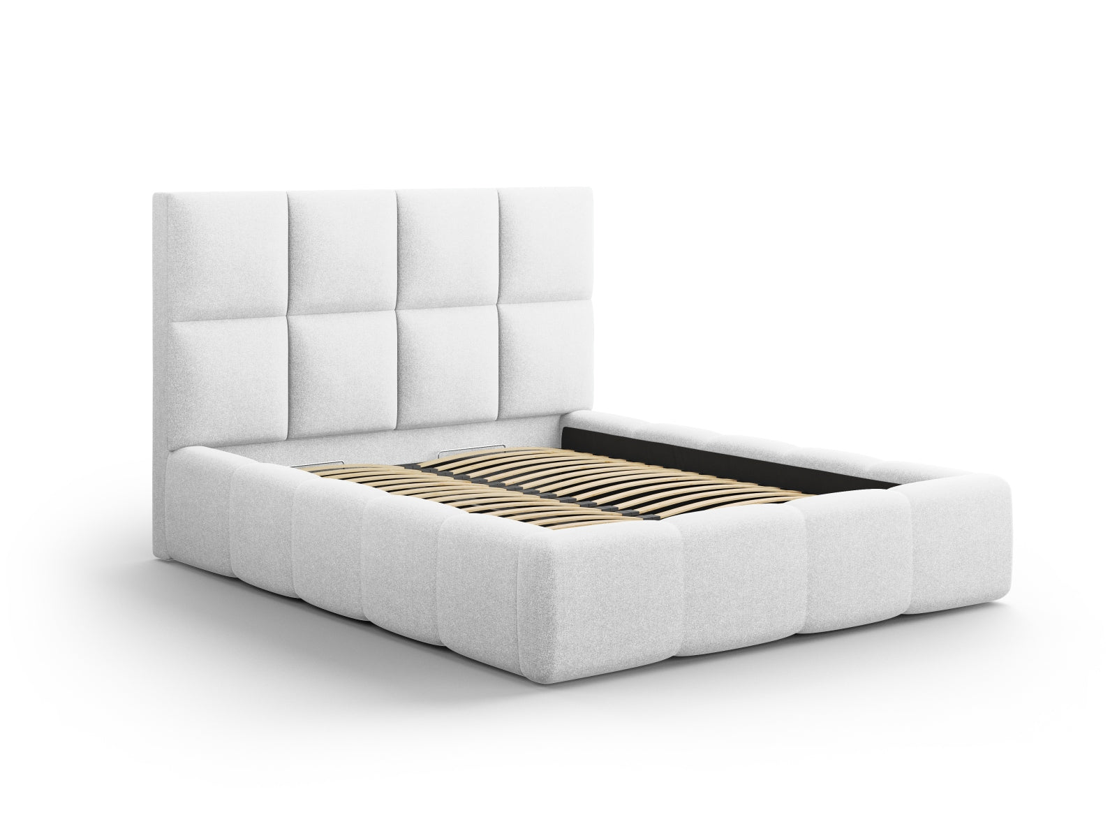Livigno Bett mit Stauraum mit Kopfteil 200cm in Cold Light Grey präsentiert im Onlineshop von KAQTU Design AG. Bett ist von Cosmopolitan Design