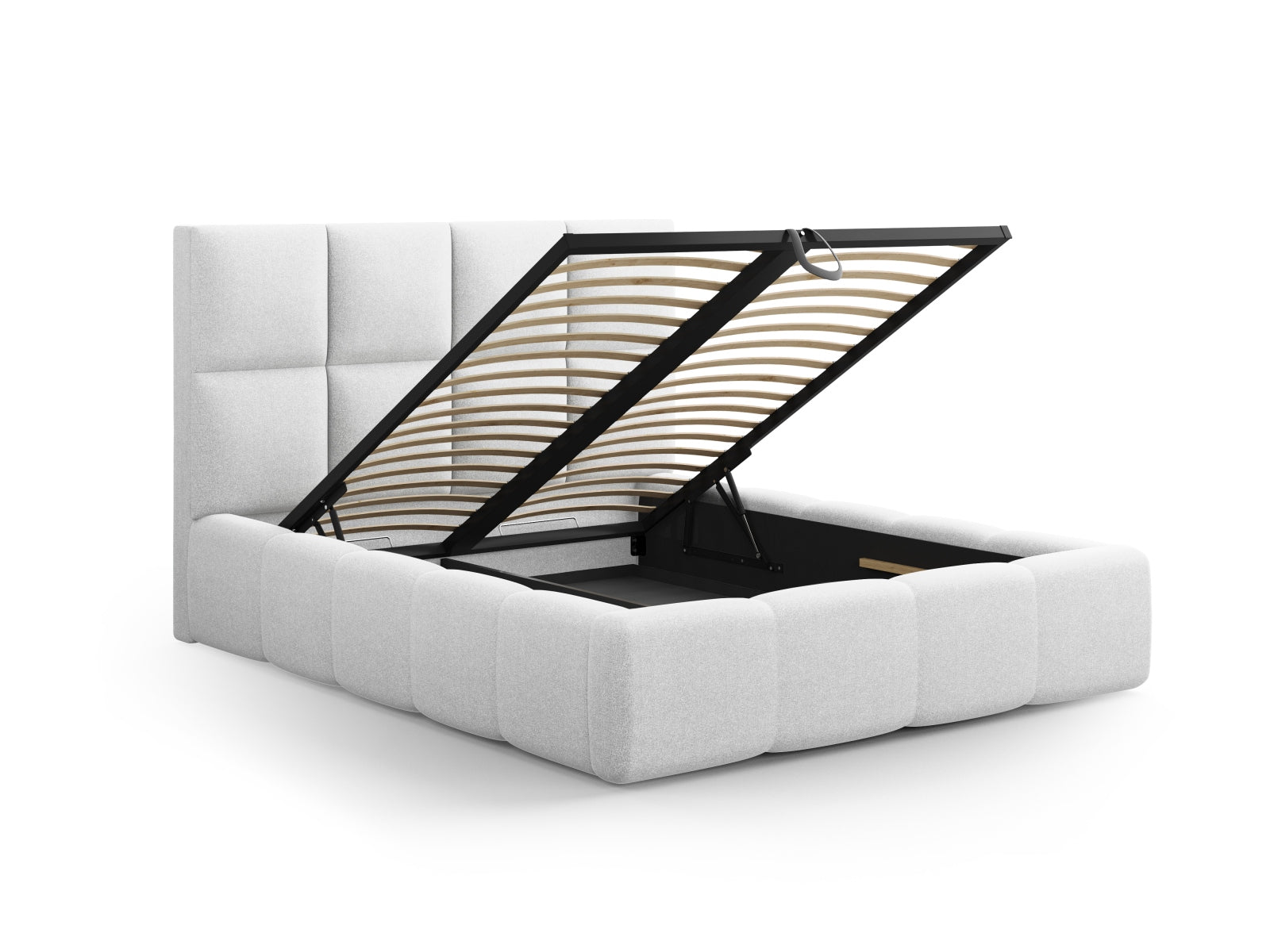 Livigno Bett mit Stauraum mit Kopfteil 200cm in Cold Light Grey präsentiert im Onlineshop von KAQTU Design AG. Bett ist von Cosmopolitan Design