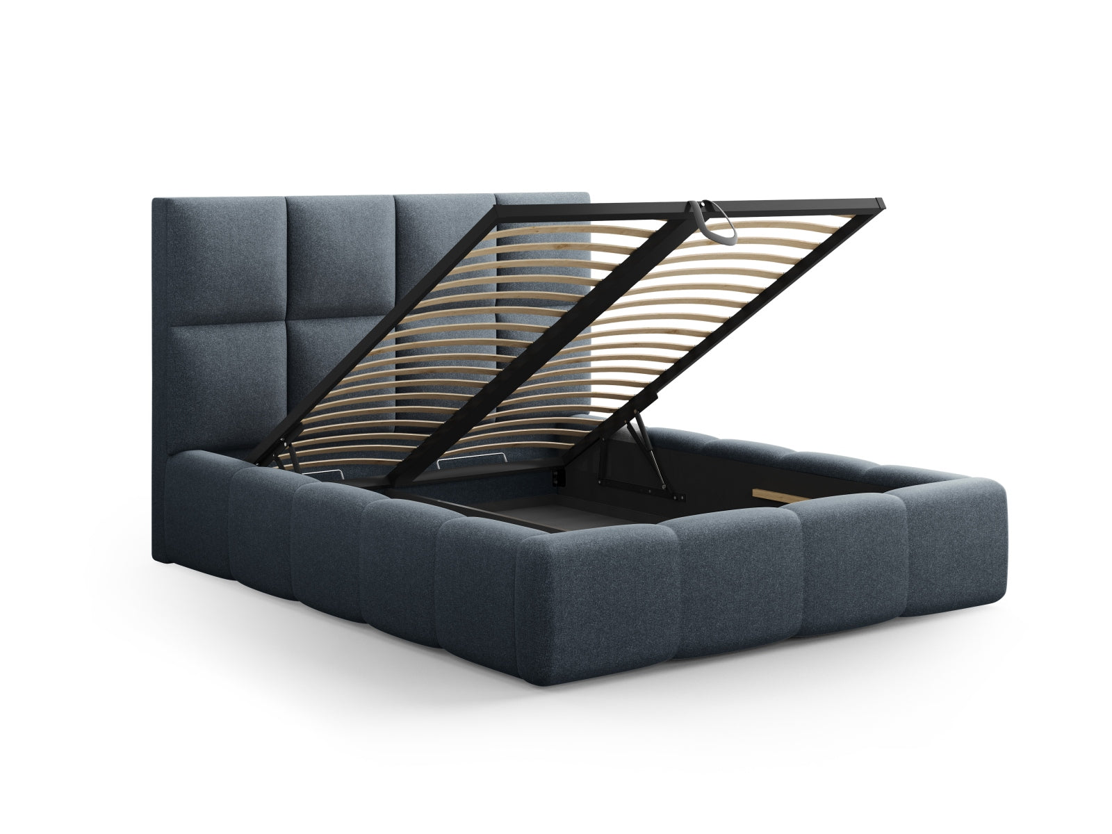 Livigno Bett mit Stauraum mit Kopfteil 200cm in Dark Blue präsentiert im Onlineshop von KAQTU Design AG. Bett ist von Cosmopolitan Design