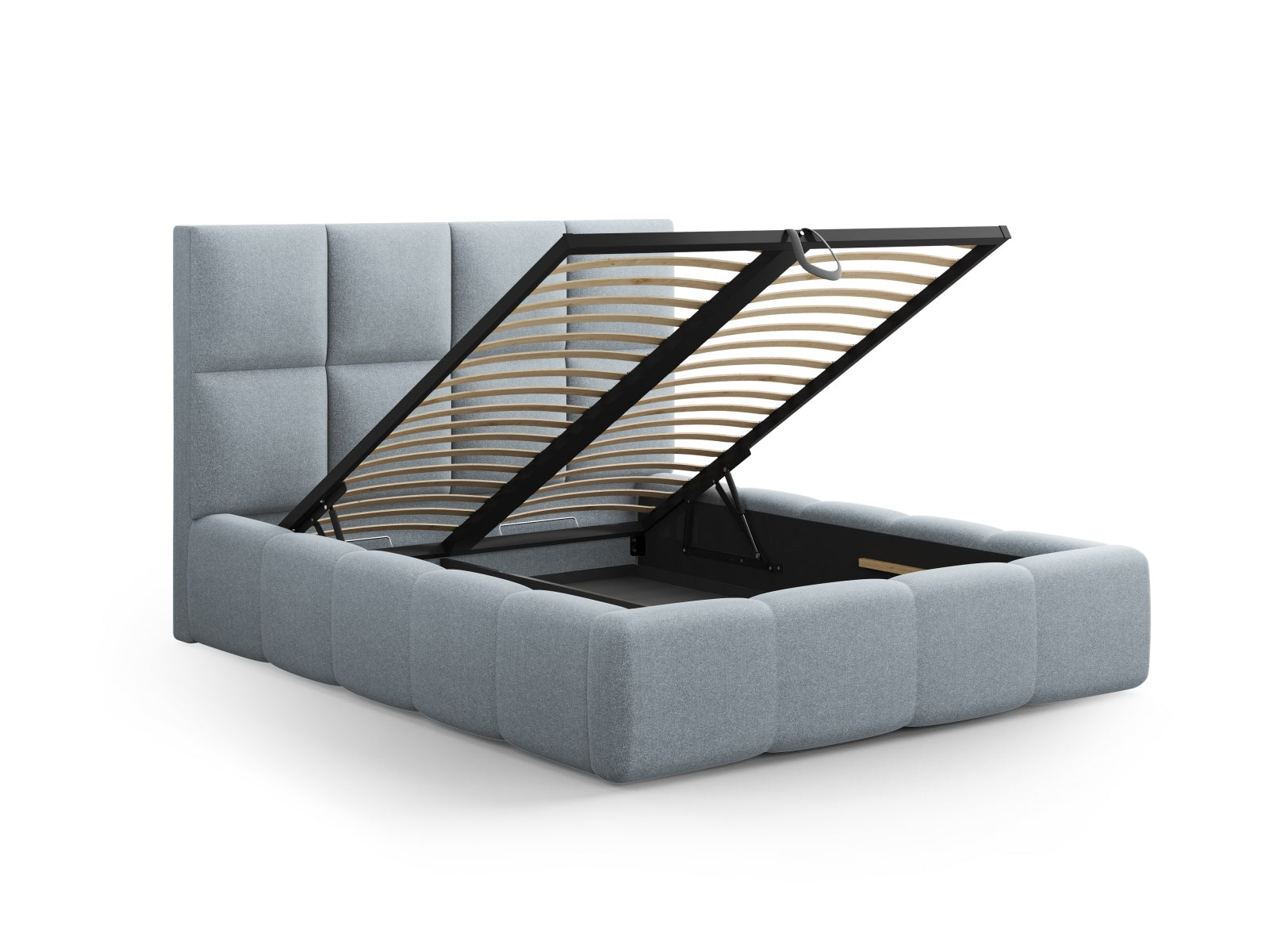 Livigno Bett mit Stauraum mit Kopfteil 200cm in Light Blue präsentiert im Onlineshop von KAQTU Design AG. Bett ist von Cosmopolitan Design