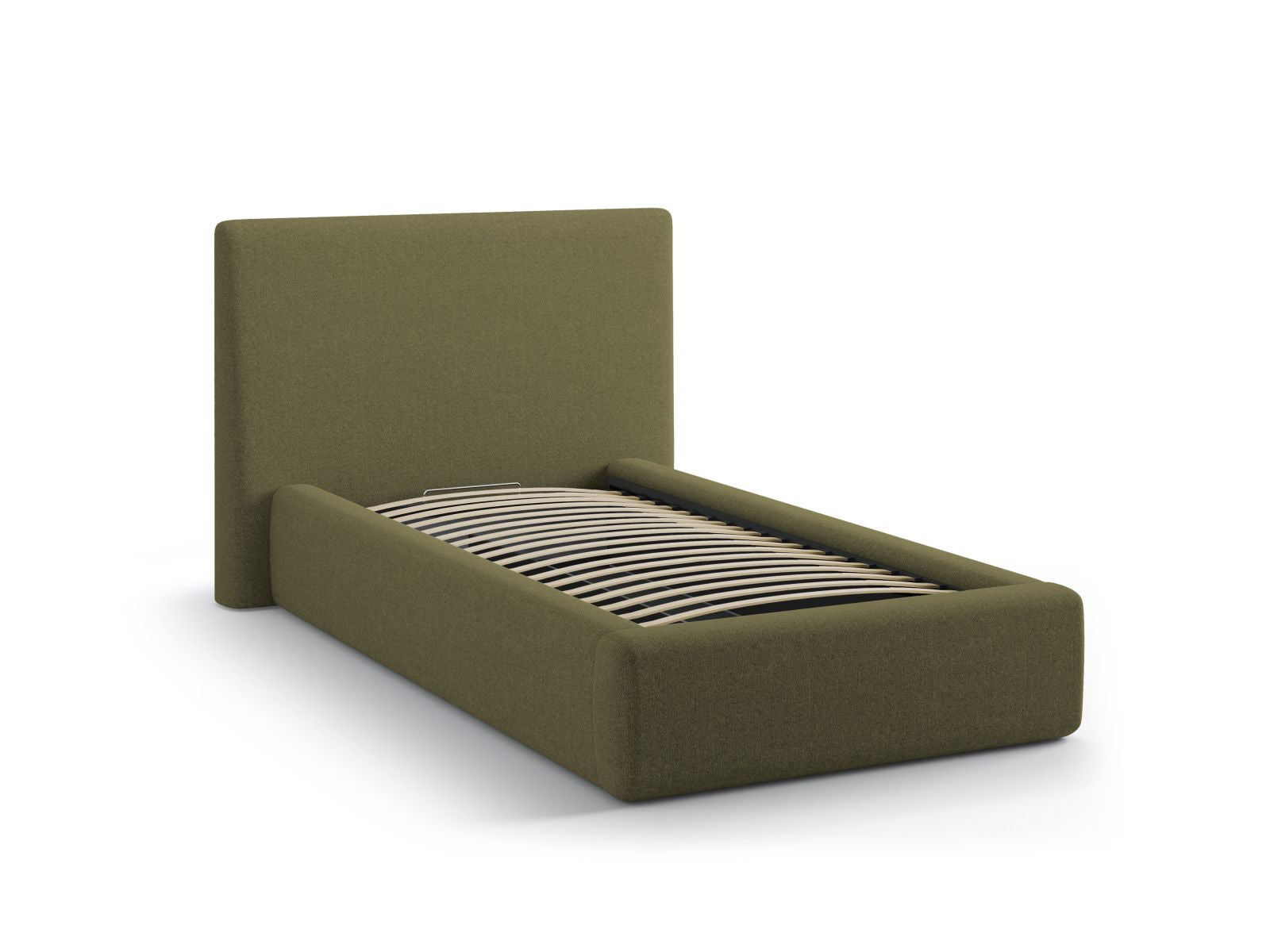 Elegantes Asti Bett in 90 cm Breite, ideal für platzsparende Schlafzimmer, mit integriertem Stauraum und geschmackvollem Kopfteil.