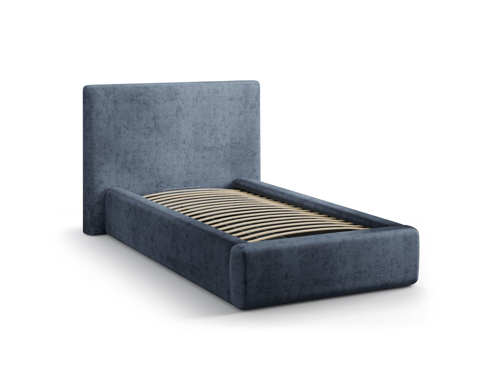 Elegantes Asti Bett in Dunkelblau, 90 cm Kopfteil, bietet praktischen Stauraum und verleiht jedem Schlafzimmer einen modernen Touch.