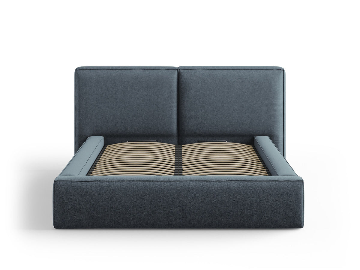 Arendal Bett mit Stauraumfunktion mit doppeltem Headboard 140cm in Blue-Megan präsentiert im Onlineshop von KAQTU Design AG. Bett ist von Cosmopolitan Design