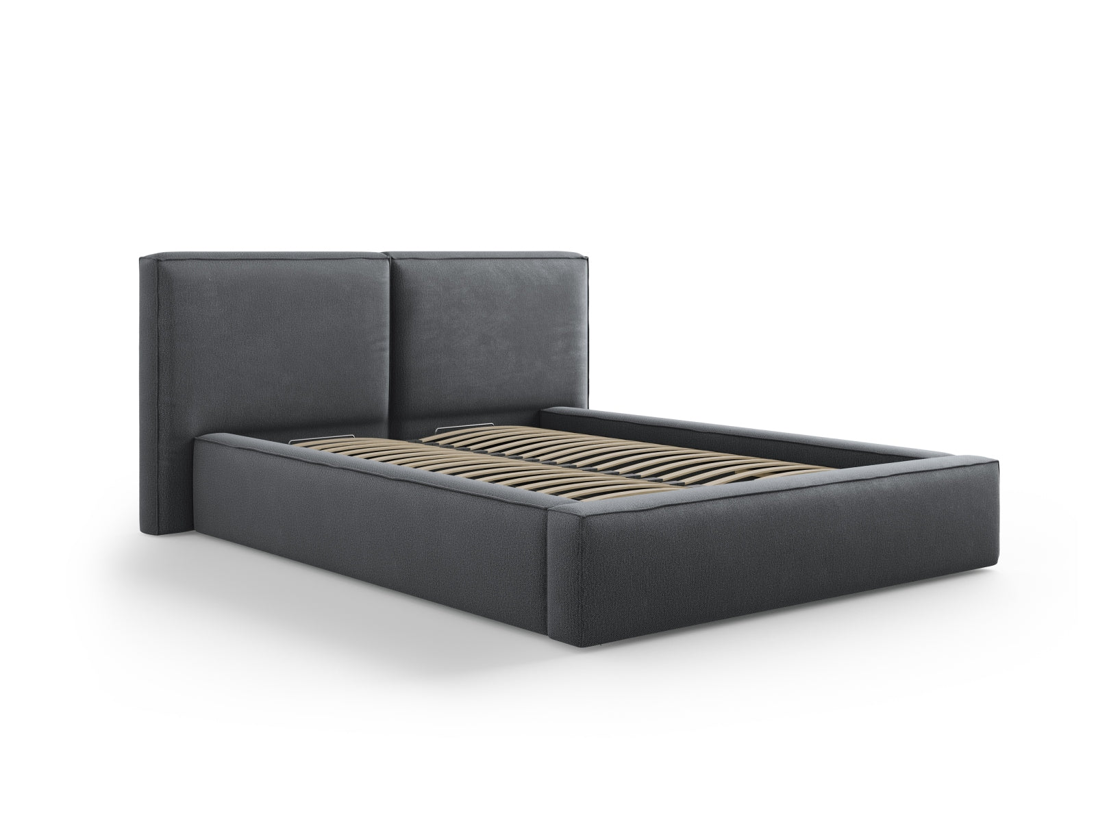 Arendal Bett mit Stauraumfunktion mit doppeltem Headboard 140cm in Dark Grey-Megan präsentiert im Onlineshop von KAQTU Design AG. Bett ist von Cosmopolitan Design