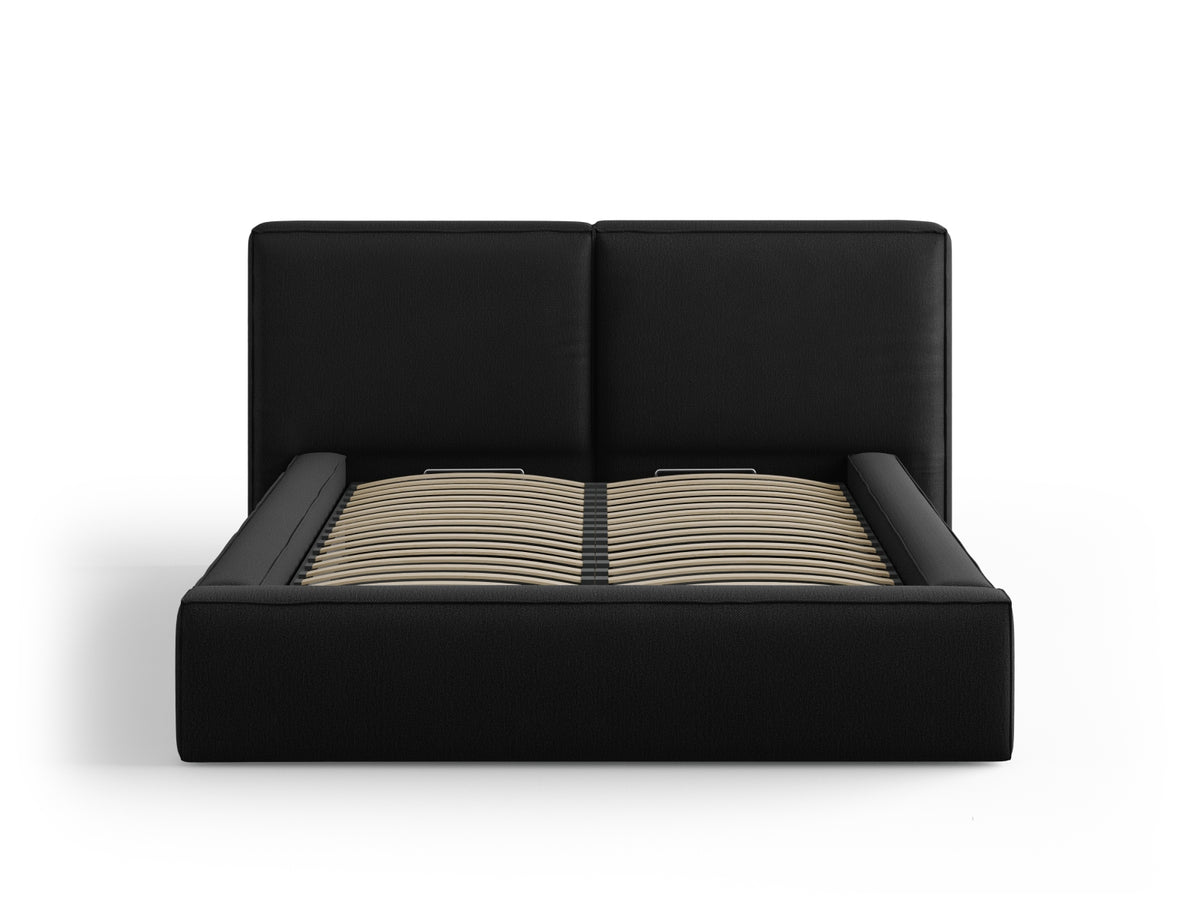 Arendal Bett mit Stauraumfunktion mit doppeltem Headboard 140cm in Black-Megan präsentiert im Onlineshop von KAQTU Design AG. Bett ist von Cosmopolitan Design