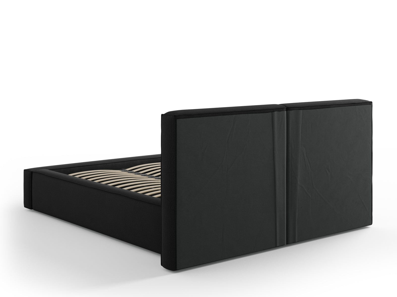 Elegantes Arendal Bett mit praktischem Stauraum und doppeltem Kopfteil, 140 cm breit, ideal für stilvolle Schlafzimmerlösungen.