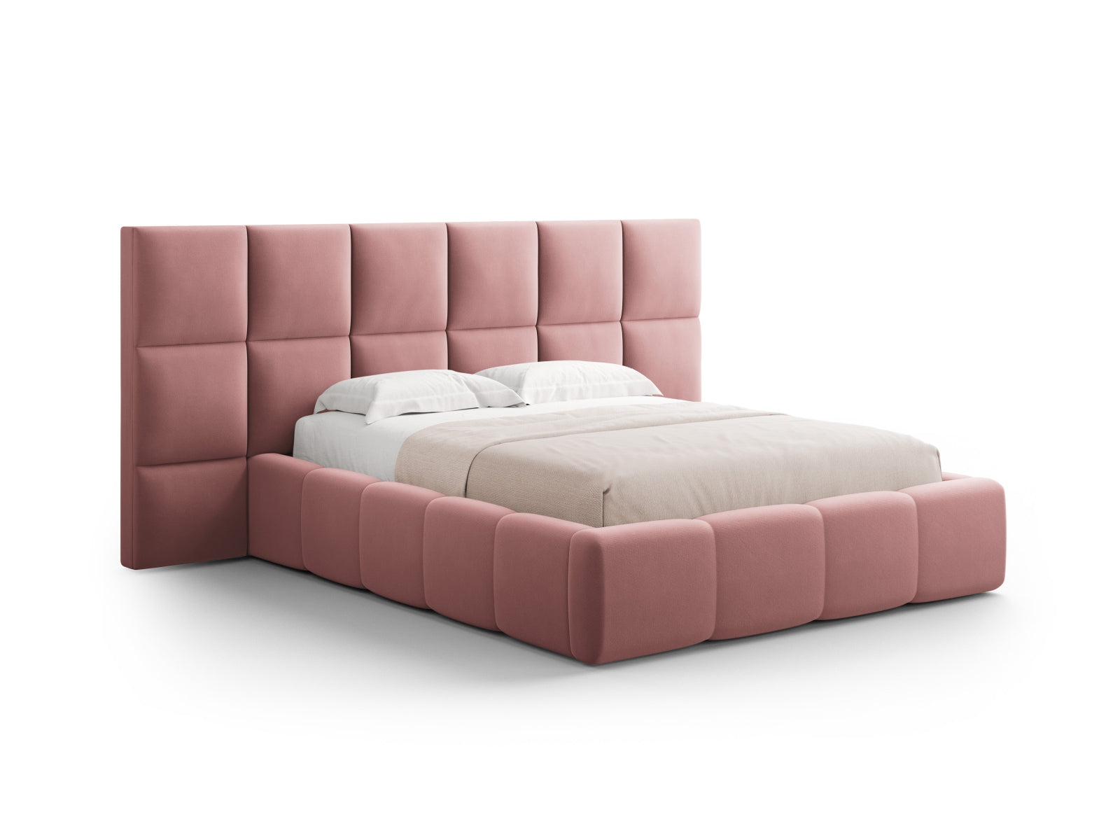 Modernes Livigno Bett mit doppeltem Kopfteil und praktischem Stauraum, 160 cm, ideal für stilvolle Schlafzimmer von Cosmopolitan Design.