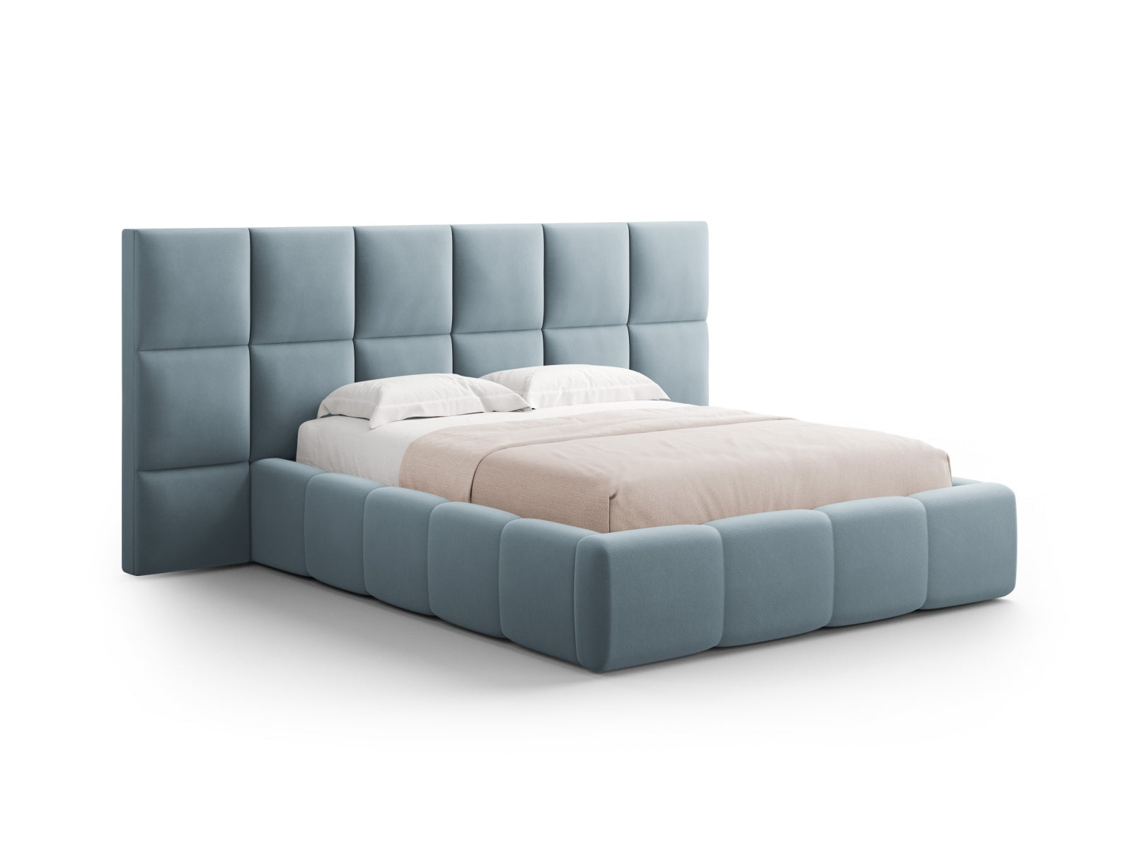 Elegantes Livigno Bett mit doppeltem Kopfteil und praktischem Stauraum, 160 cm, ideal für moderne Schlafzimmer von Cosmopolitan Design.