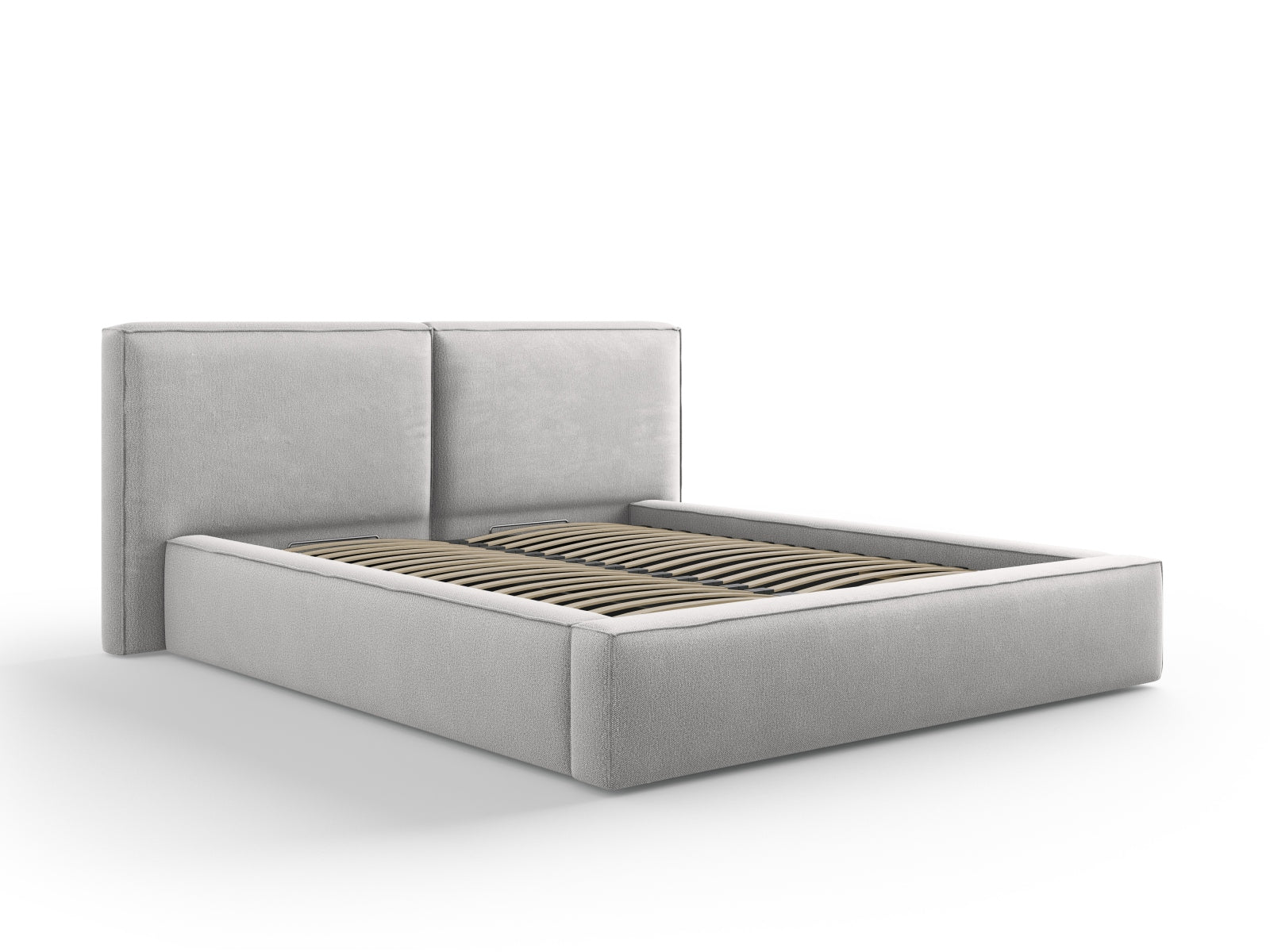 Arendal Bett mit Stauraumfunktion mit doppeltem Headboard 160cm in Light Grey-Megan präsentiert im Onlineshop von KAQTU Design AG. Bett ist von Cosmopolitan Design
