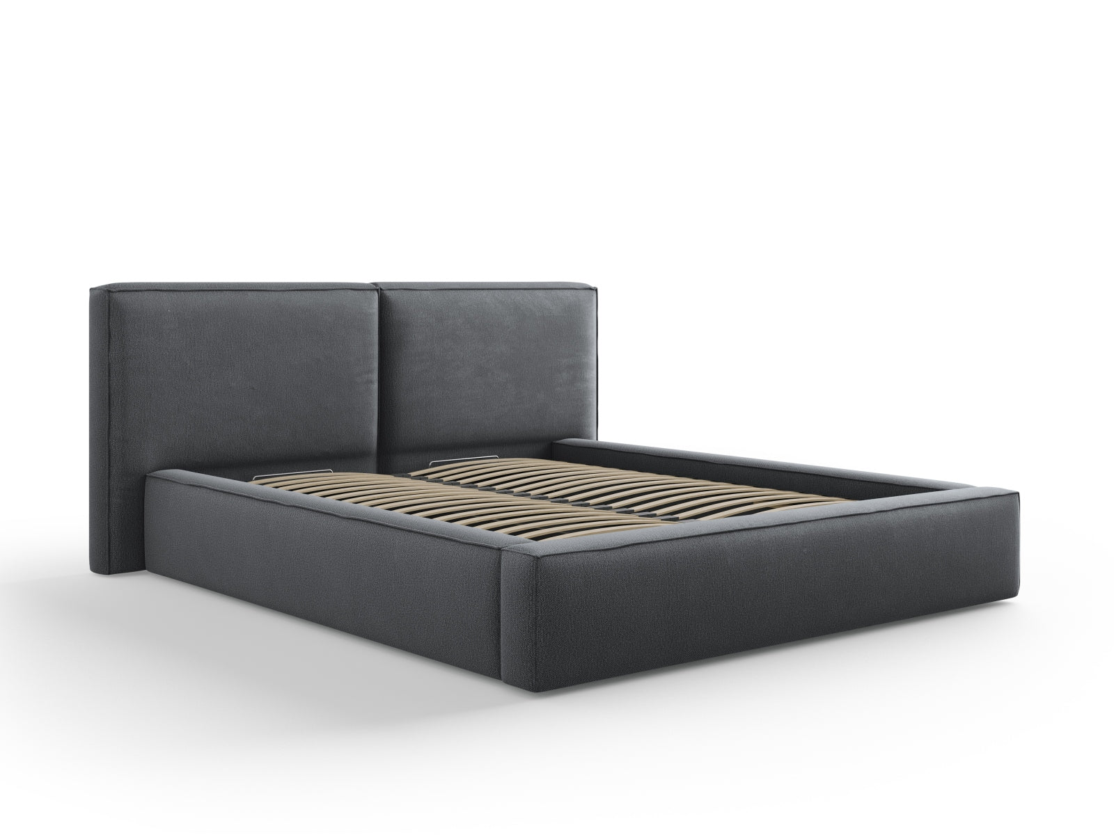 Arendal Bett mit Stauraumfunktion mit doppeltem Headboard 160cm in Dark Grey-Megan präsentiert im Onlineshop von KAQTU Design AG. Bett ist von Cosmopolitan Design