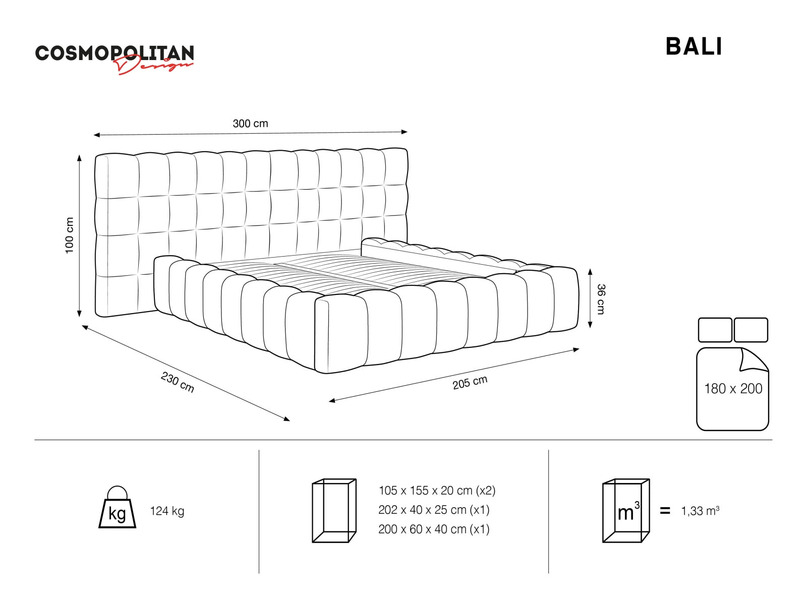 Modernes Bali Bett mit doppeltem Kopfteil und integriertem Stauraum in zartem Hellblau, perfekt für ein elegantes Schlafzimmer.
