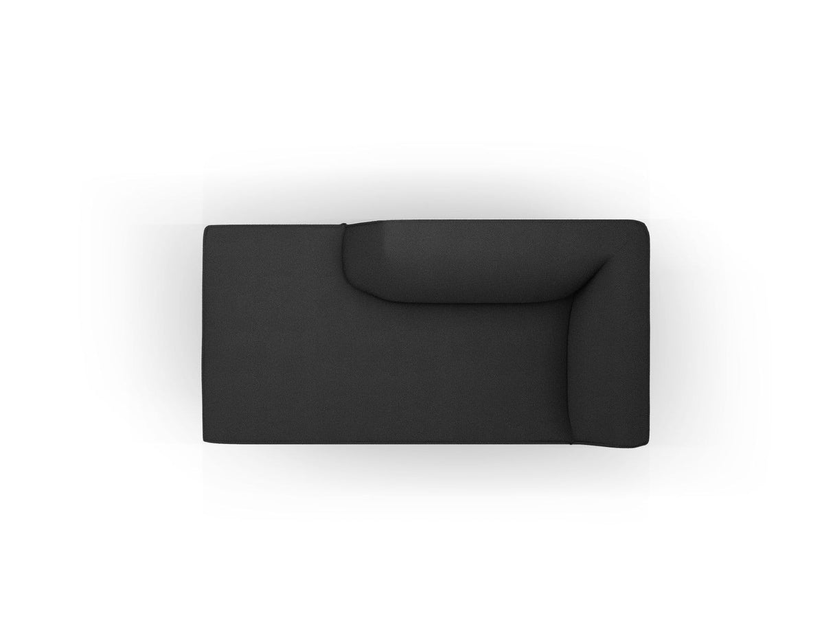 Chaiselongue Siena links, 1-Sitzer 181cm, Cordstoff Scala in Light Beige, Massivholzrahmen, schwarze Kunststoffbeine, niedrige Rückenlehne.