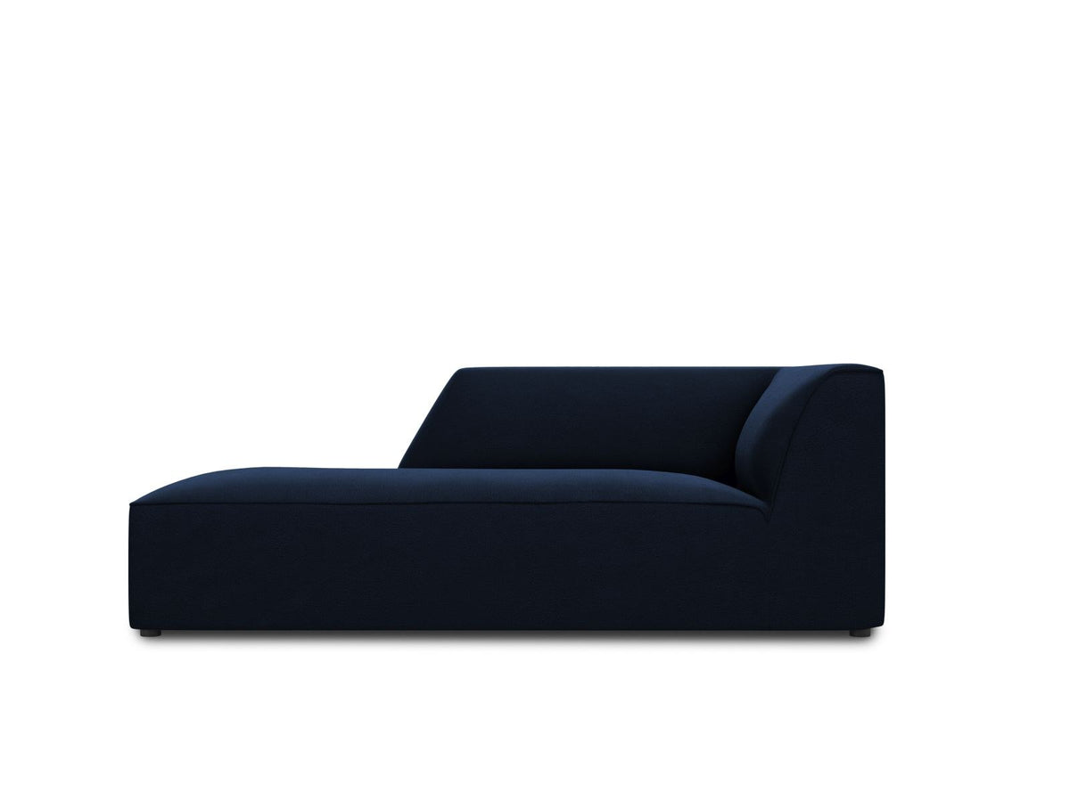 Chaiselongue Siena mit Samtbezug in Beige-Salvador, Massivholzrahmen, schwarze Kunststoffbeine, Sitzfläche 67x153cm, Ansicht von links.