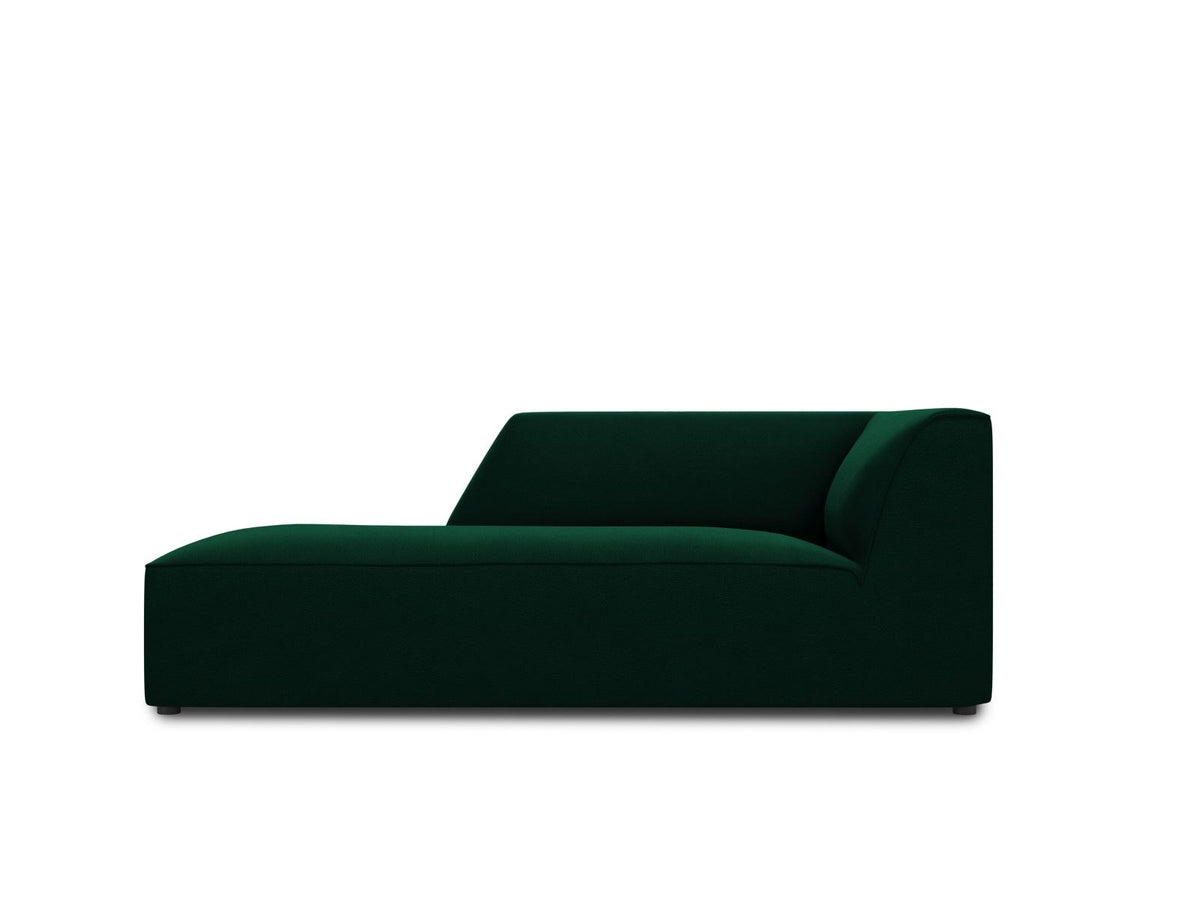 Chaiselongue Siena mit Samtbezug in Beige-Salvador, Massivholzrahmen, schwarze Kunststoffbeine, Sitzfläche 67x153cm, Ansicht von links.