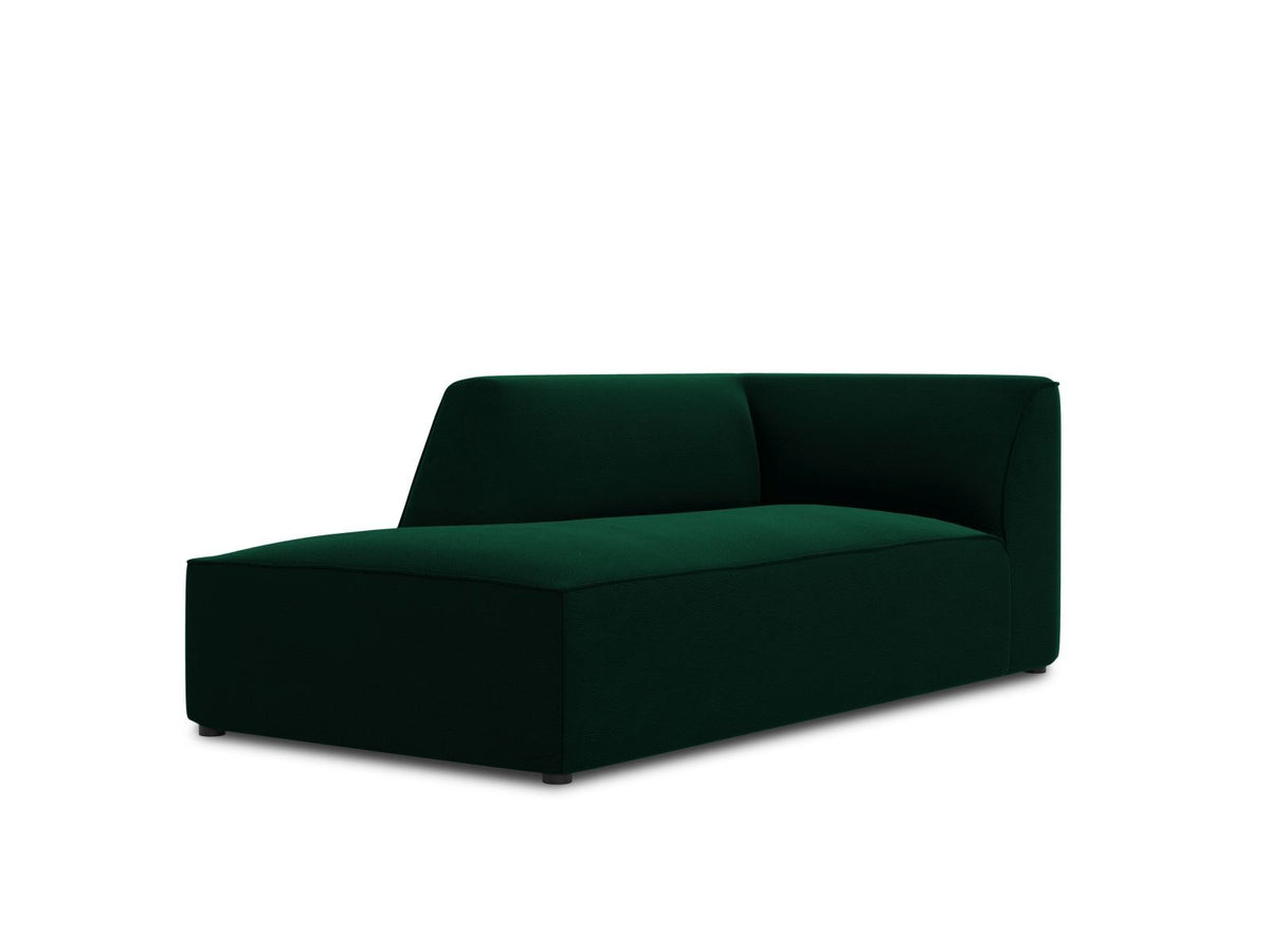 Chaiselongue Siena mit Samtbezug in Beige-Salvador, Massivholzrahmen, schwarze Kunststoffbeine, Sitzfläche 67x153cm, Ansicht von links.