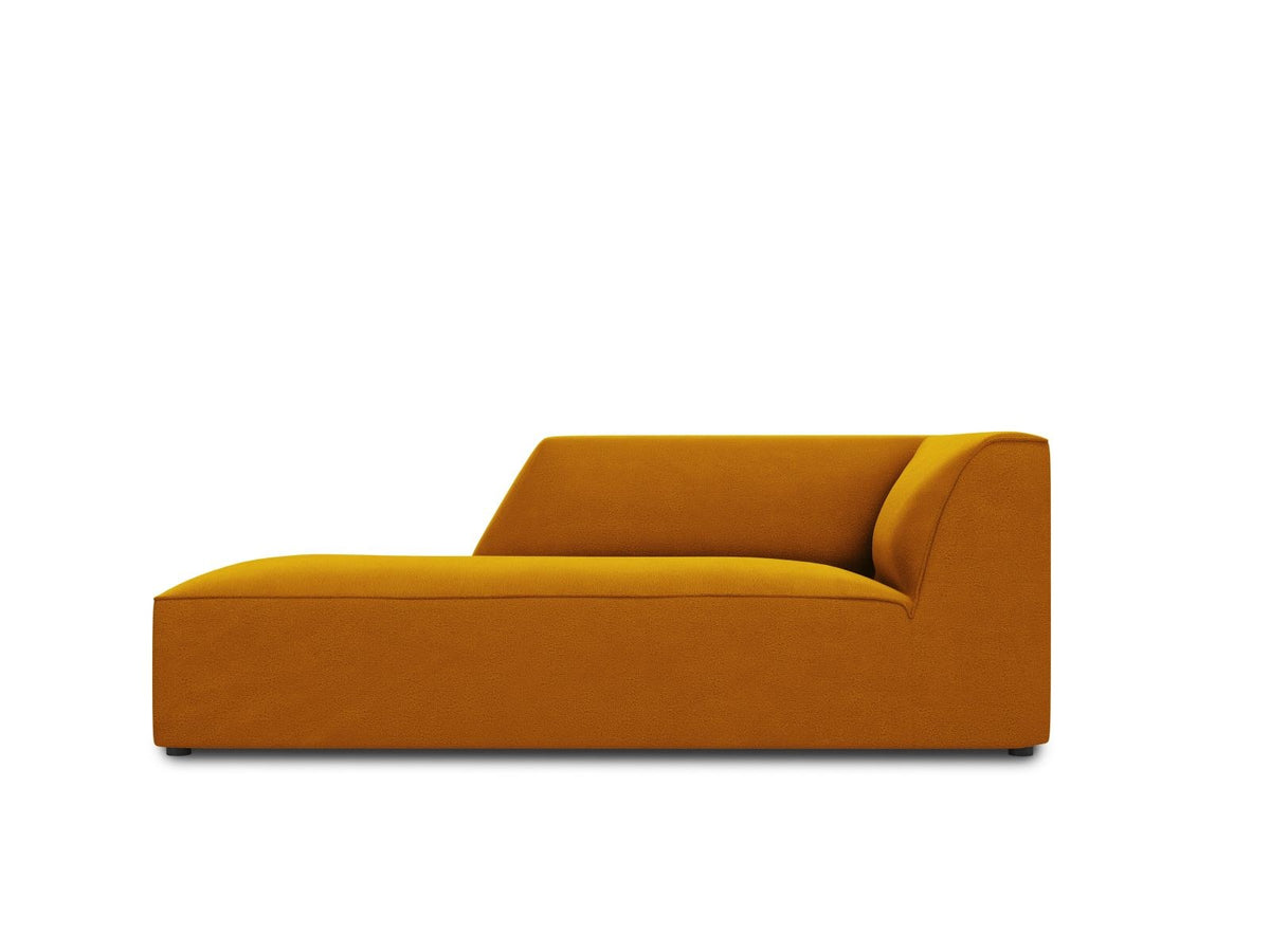 Chaiselongue Siena mit Samtbezug in Beige-Salvador, Massivholzrahmen, schwarze Kunststoffbeine, Sitzfläche 67x153cm, Ansicht von links.