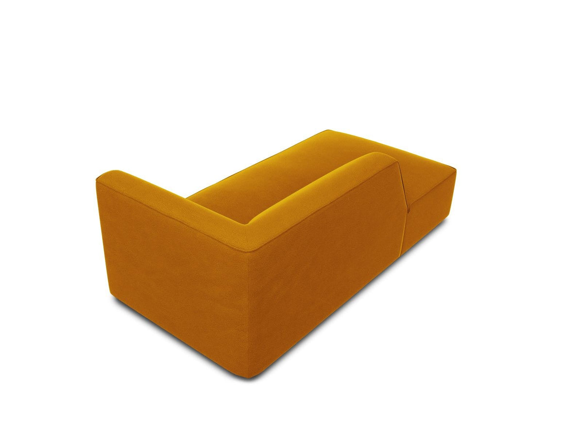Chaiselongue Siena mit Samtbezug in Beige-Salvador, Massivholzrahmen, schwarze Kunststoffbeine, Sitzfläche 67x153cm, Ansicht von links.