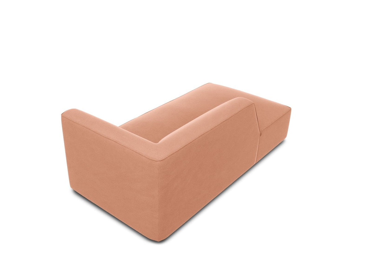 Chaiselongue Siena mit Samtbezug in Beige-Salvador, Massivholzrahmen, schwarze Kunststoffbeine, Sitzfläche 67x153cm, Ansicht von links.